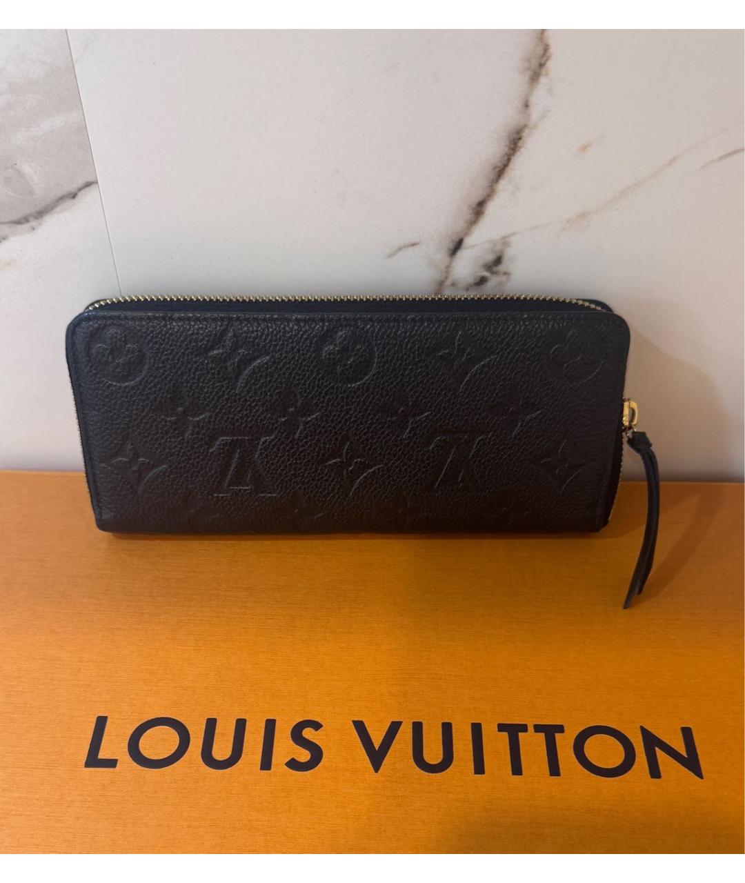 LOUIS VUITTON Черный кожаный кошелек, фото 4