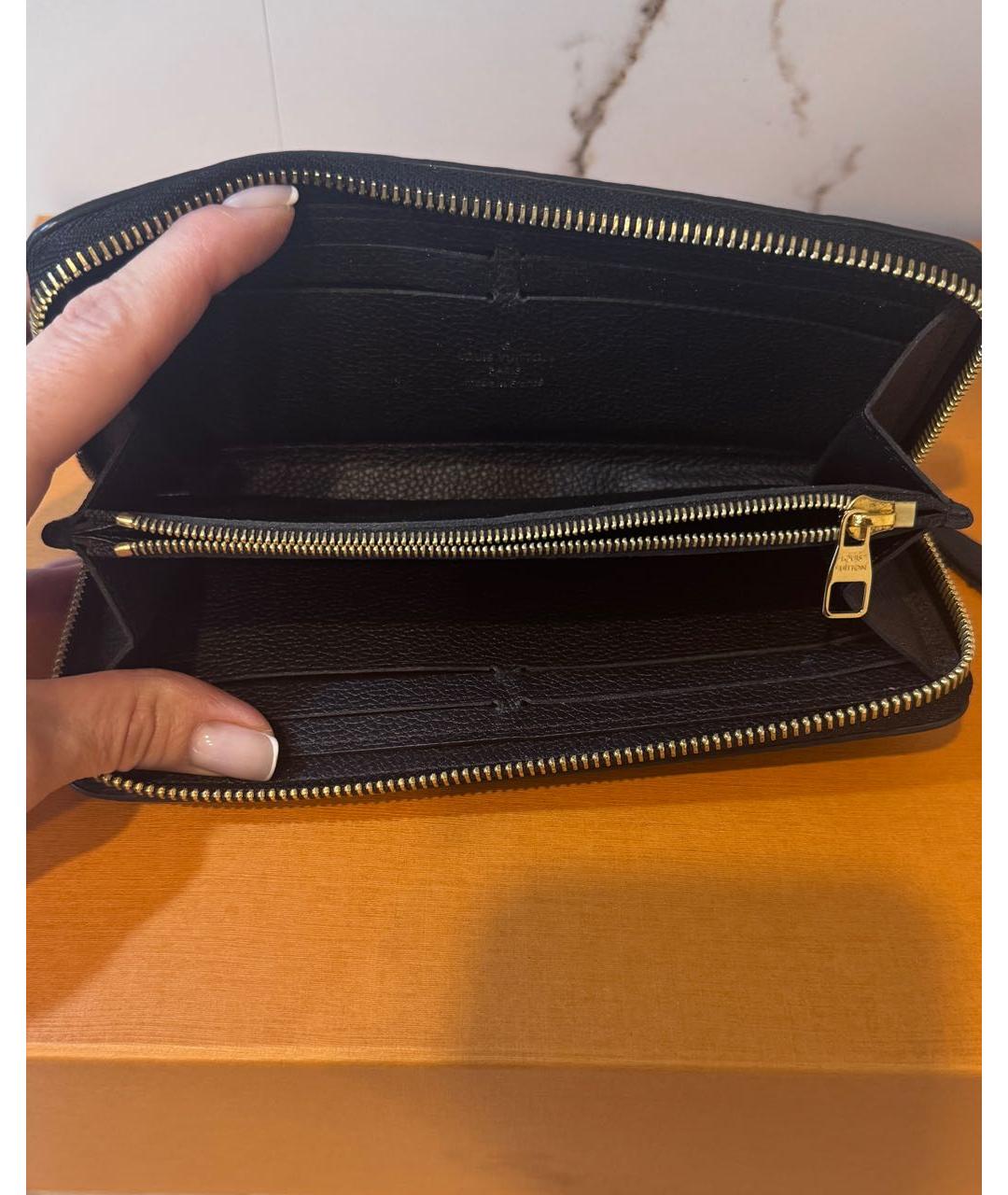 LOUIS VUITTON Черный кожаный кошелек, фото 5