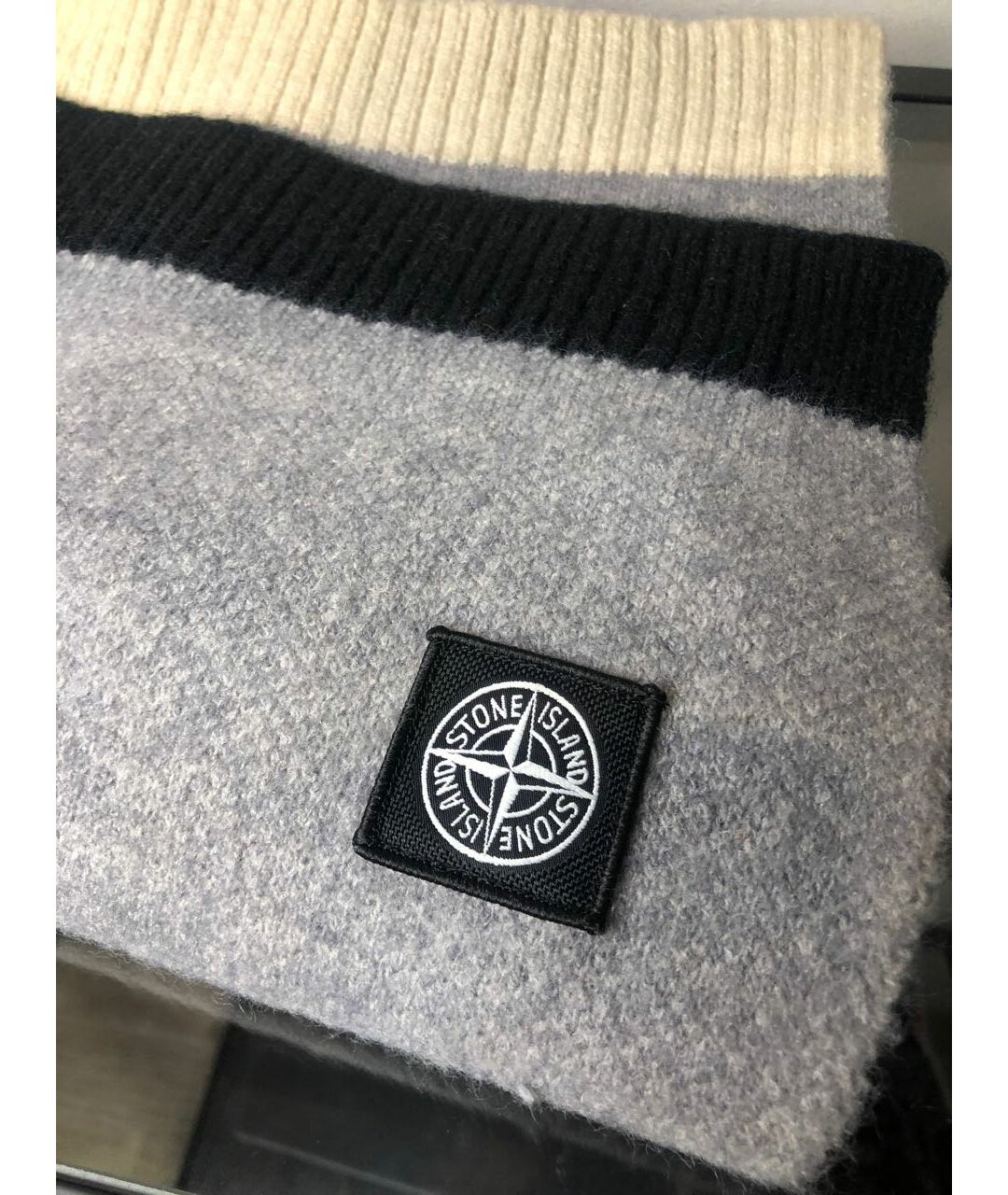 STONE ISLAND Серый шерстяной шарф, фото 4