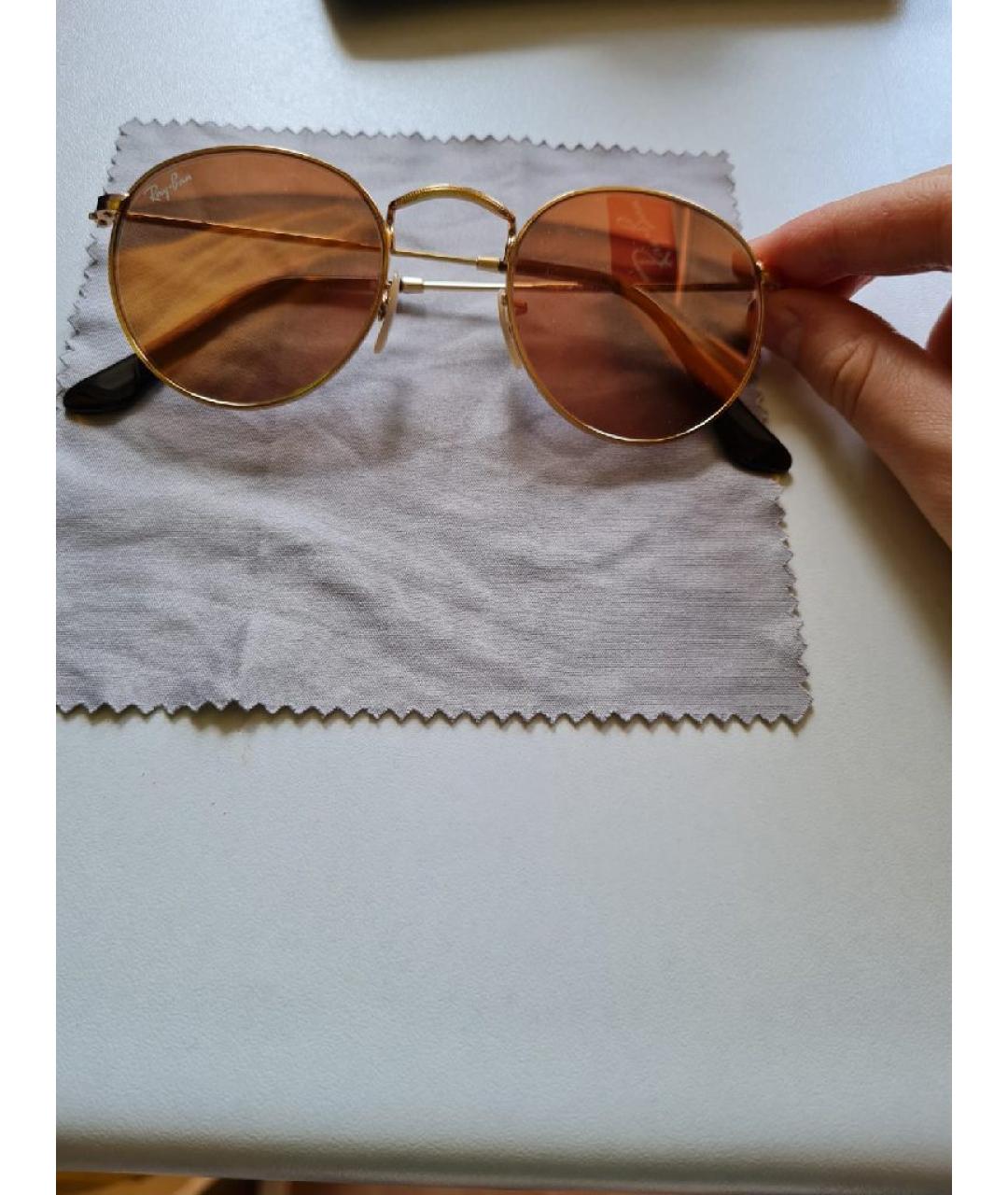 RAY BAN Коралловые металлические солнцезащитные очки, фото 4