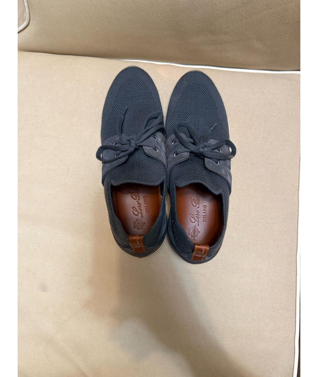 LORO PIANA Антрацитовые текстильные кроссовки, фото 3