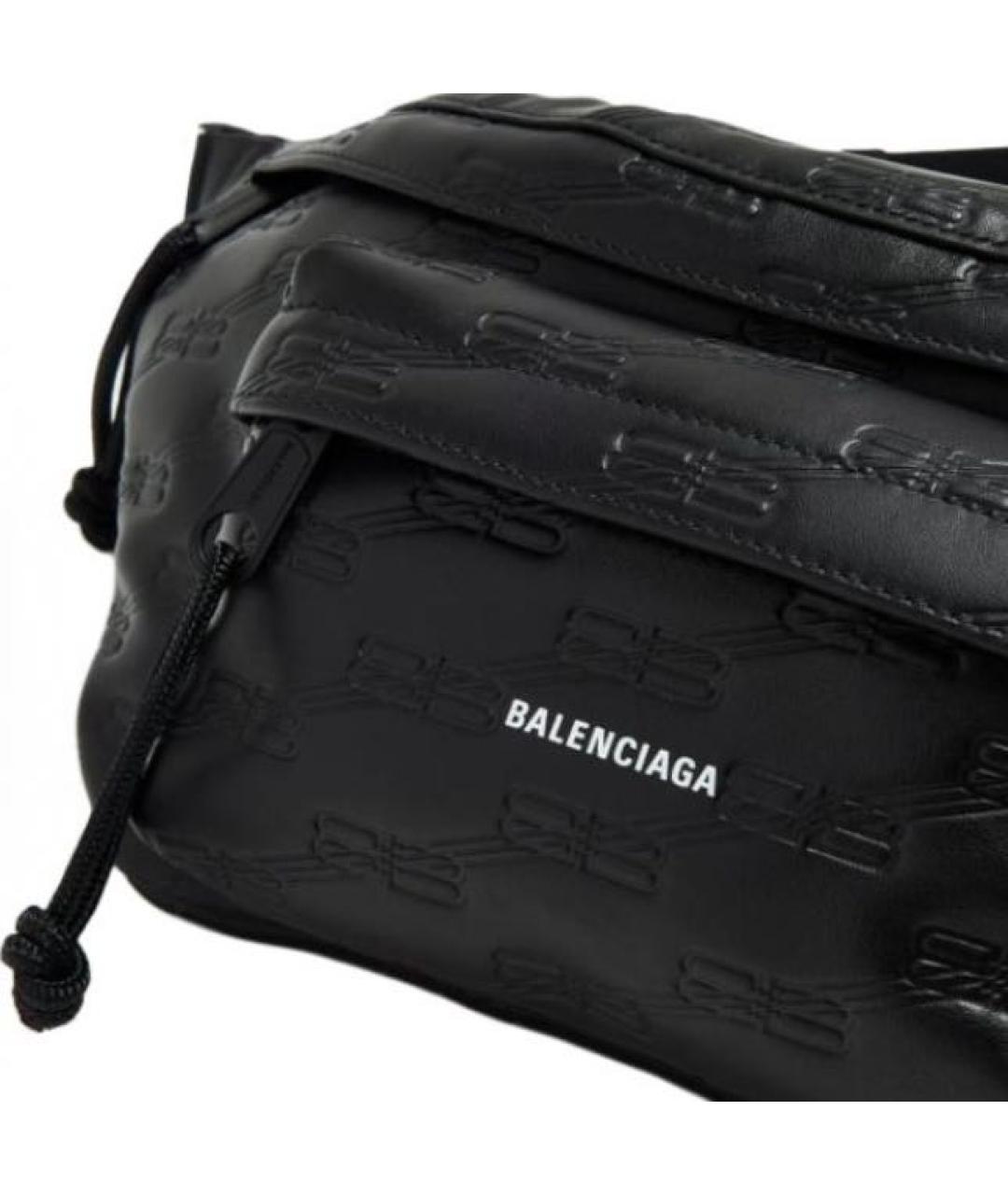 BALENCIAGA Черная кожаная поясная сумка, фото 3