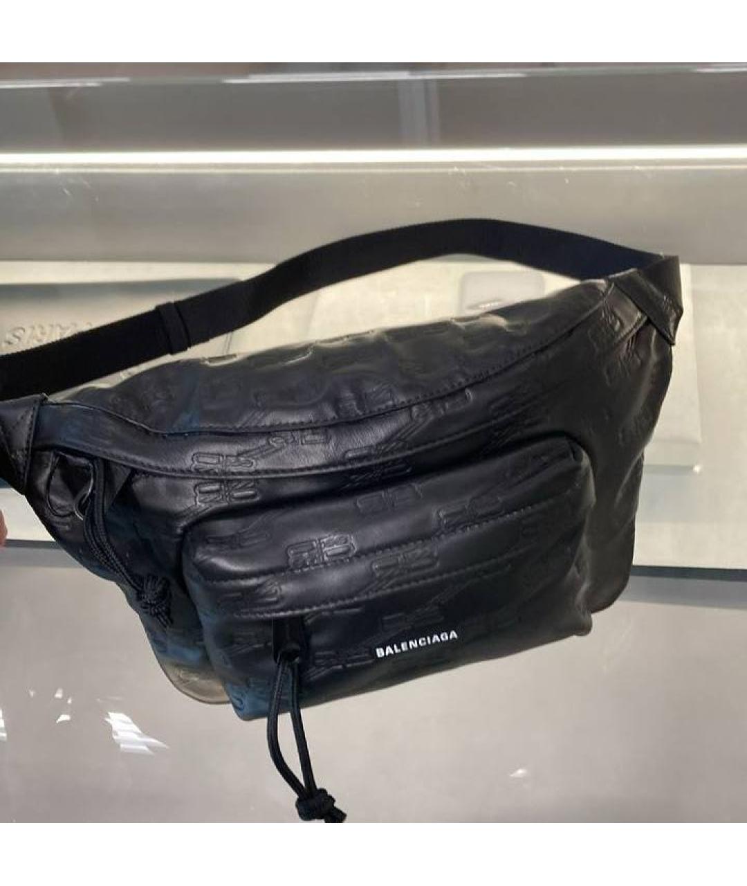 BALENCIAGA Черная кожаная поясная сумка, фото 5
