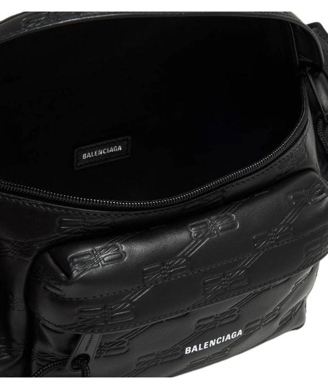 BALENCIAGA Черная кожаная поясная сумка, фото 4