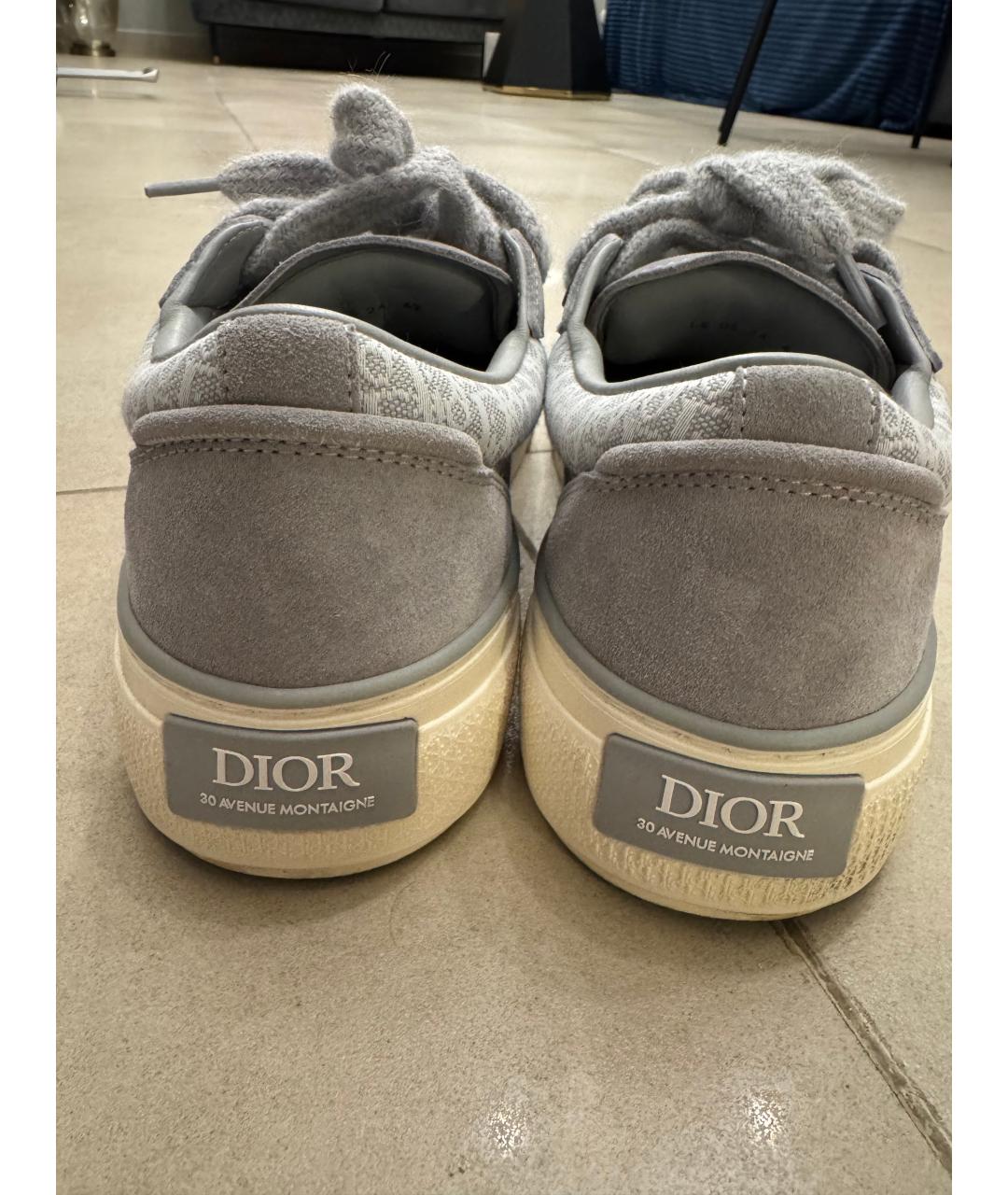 CHRISTIAN DIOR Серые кожаные низкие кроссовки / кеды, фото 5