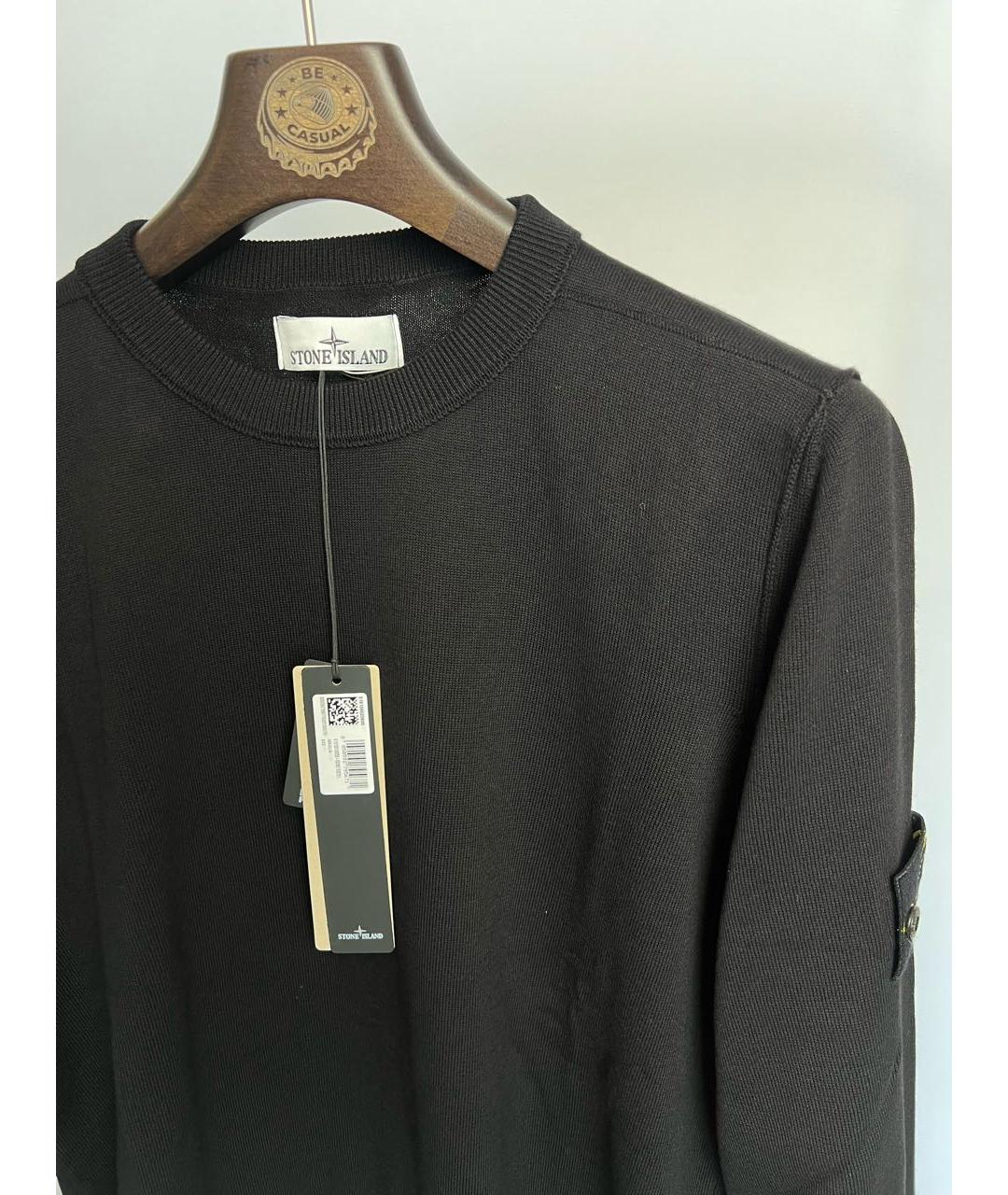 STONE ISLAND Черный хлопковый джемпер / свитер, фото 3