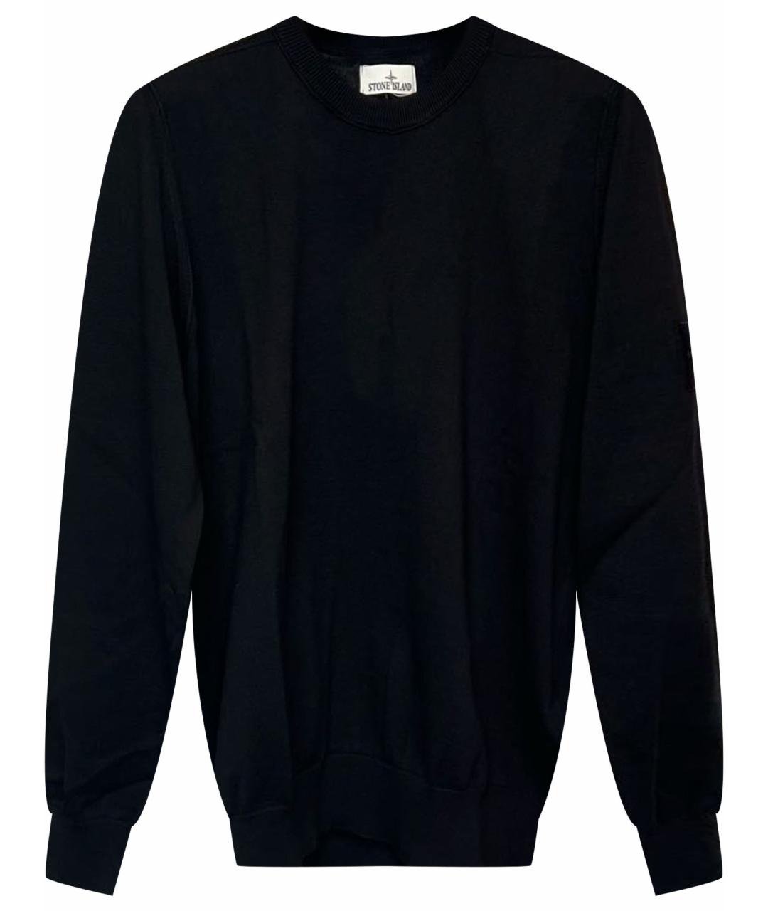 STONE ISLAND Черный хлопковый джемпер / свитер, фото 1