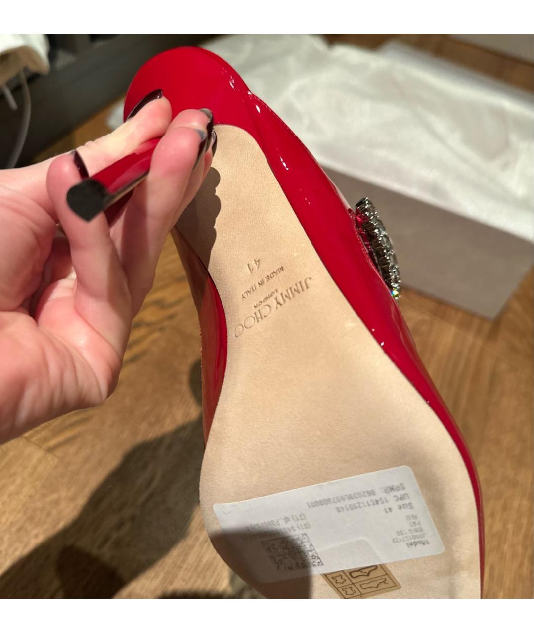 JIMMY CHOO Красные туфли из лакированной кожи, фото 5