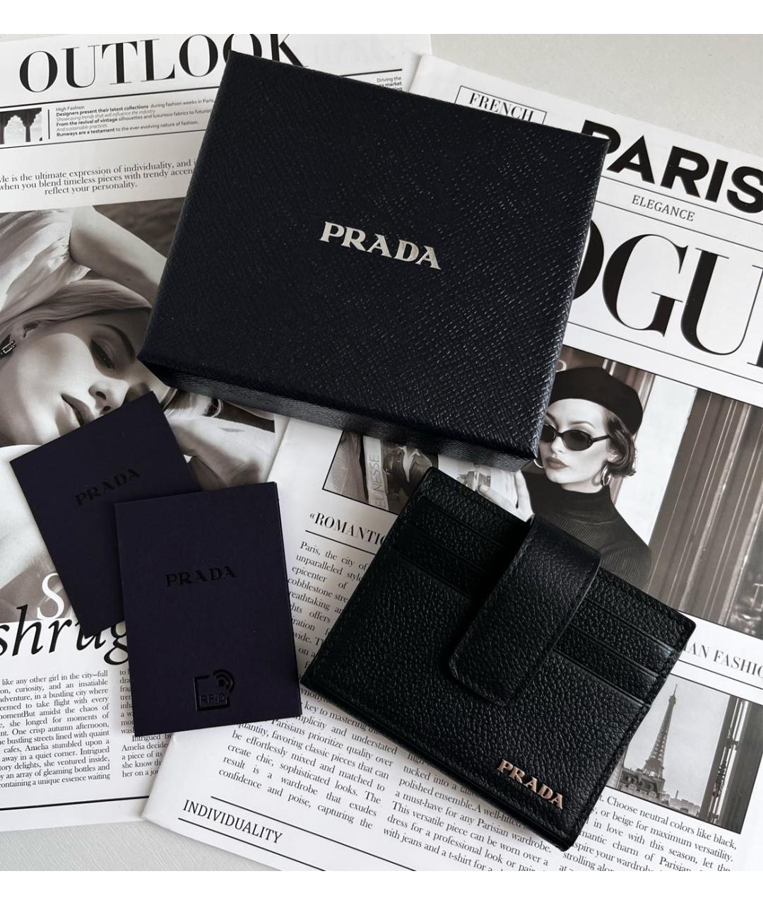 PRADA Черный кожаный кошелек, фото 2