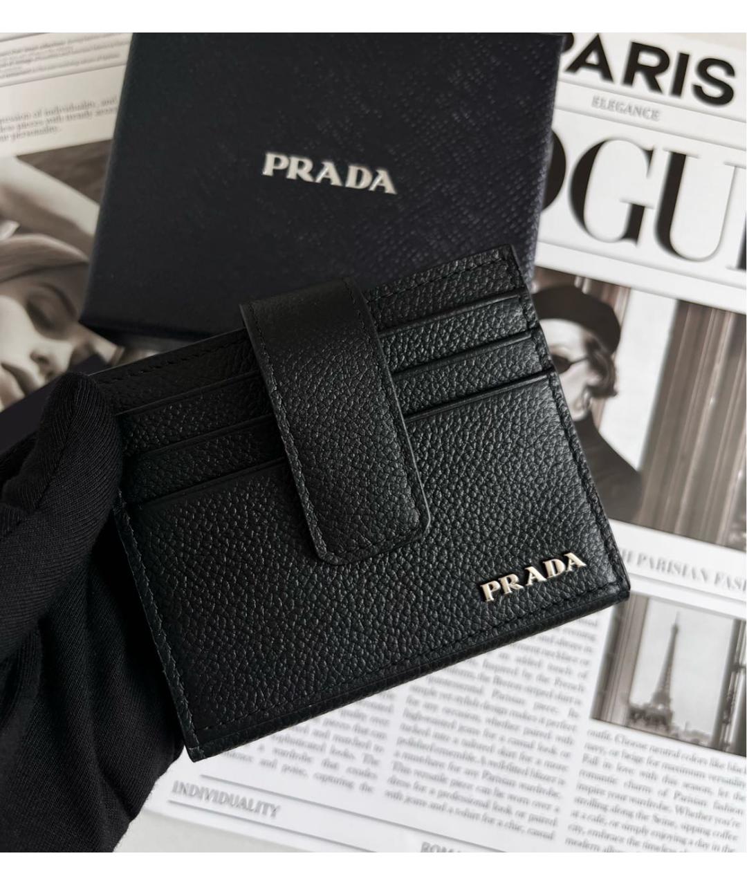 PRADA Черный кожаный кошелек, фото 3