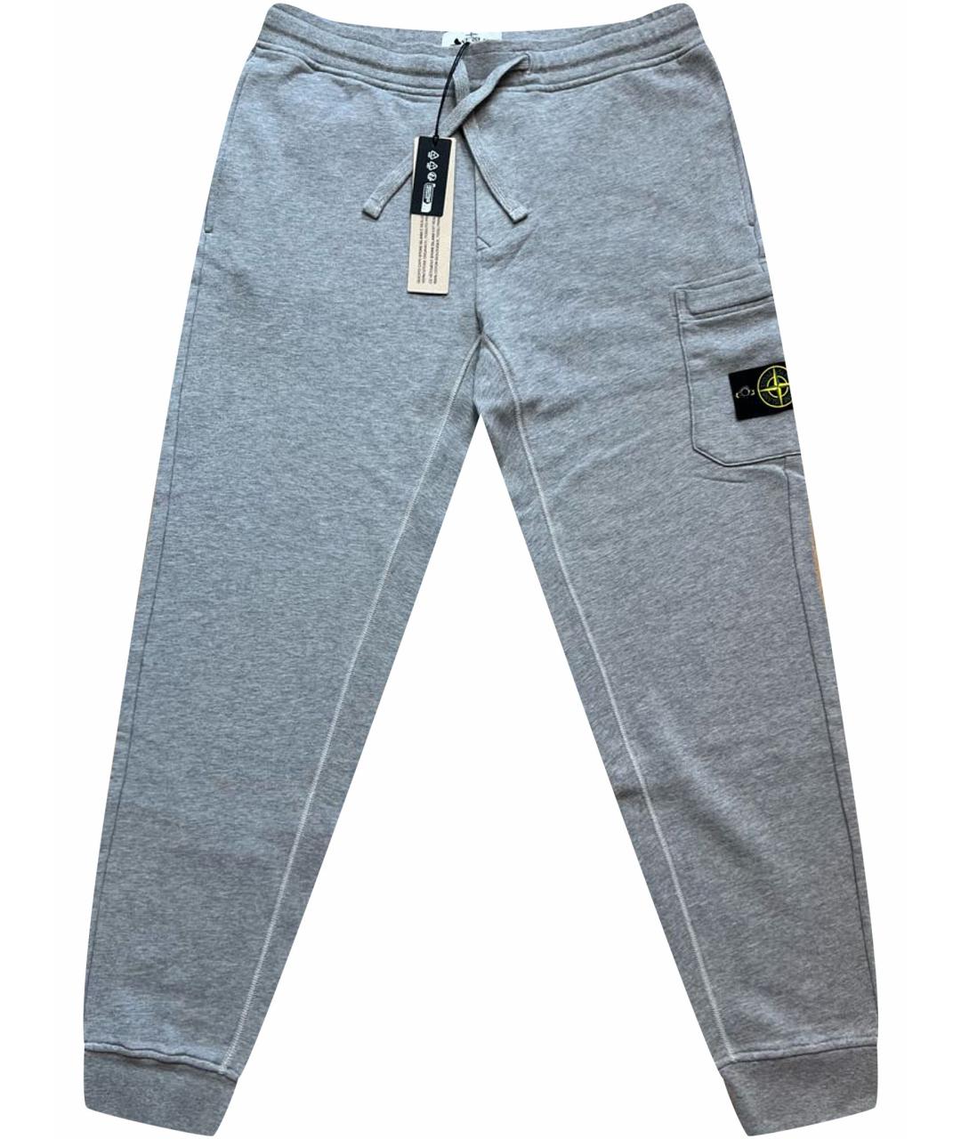 STONE ISLAND Серые хлопковые повседневные брюки, фото 1