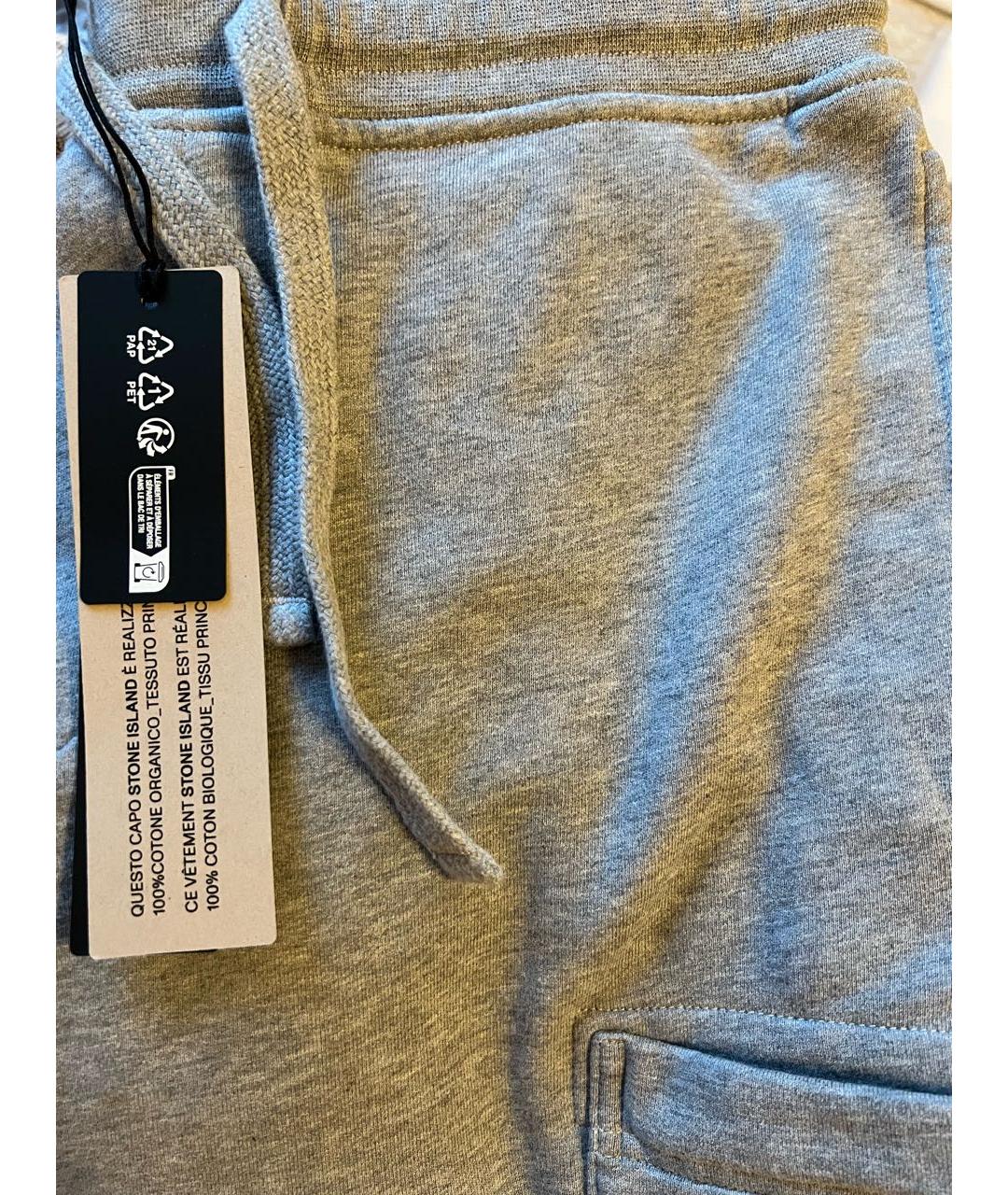 STONE ISLAND Серые хлопковые повседневные брюки, фото 3