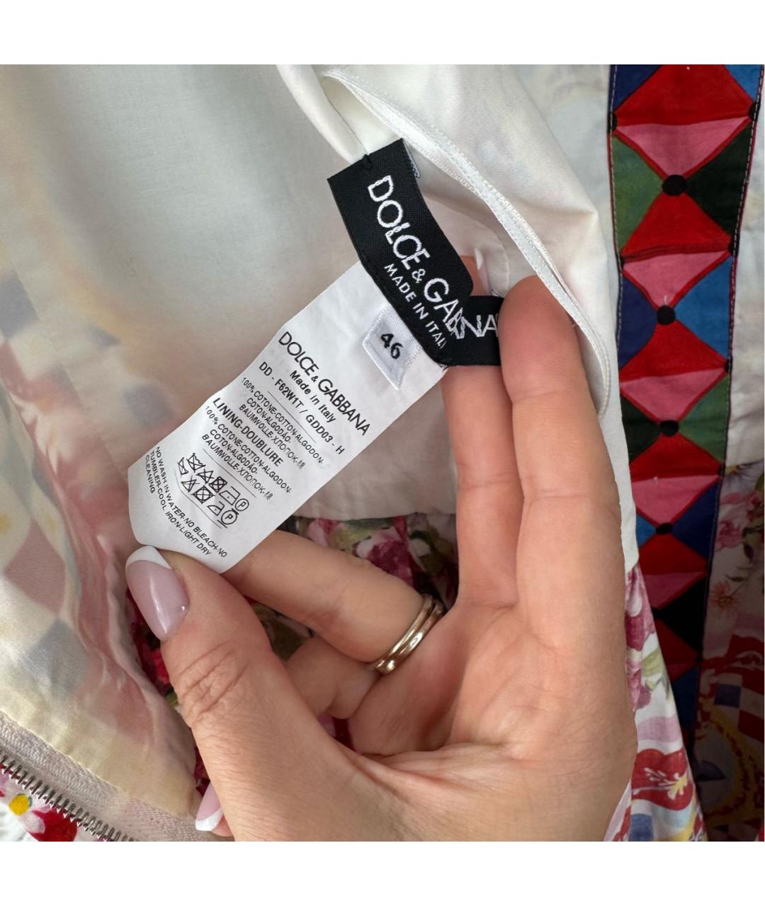 DOLCE&GABBANA Мульти хлопковое коктейльное платье, фото 3