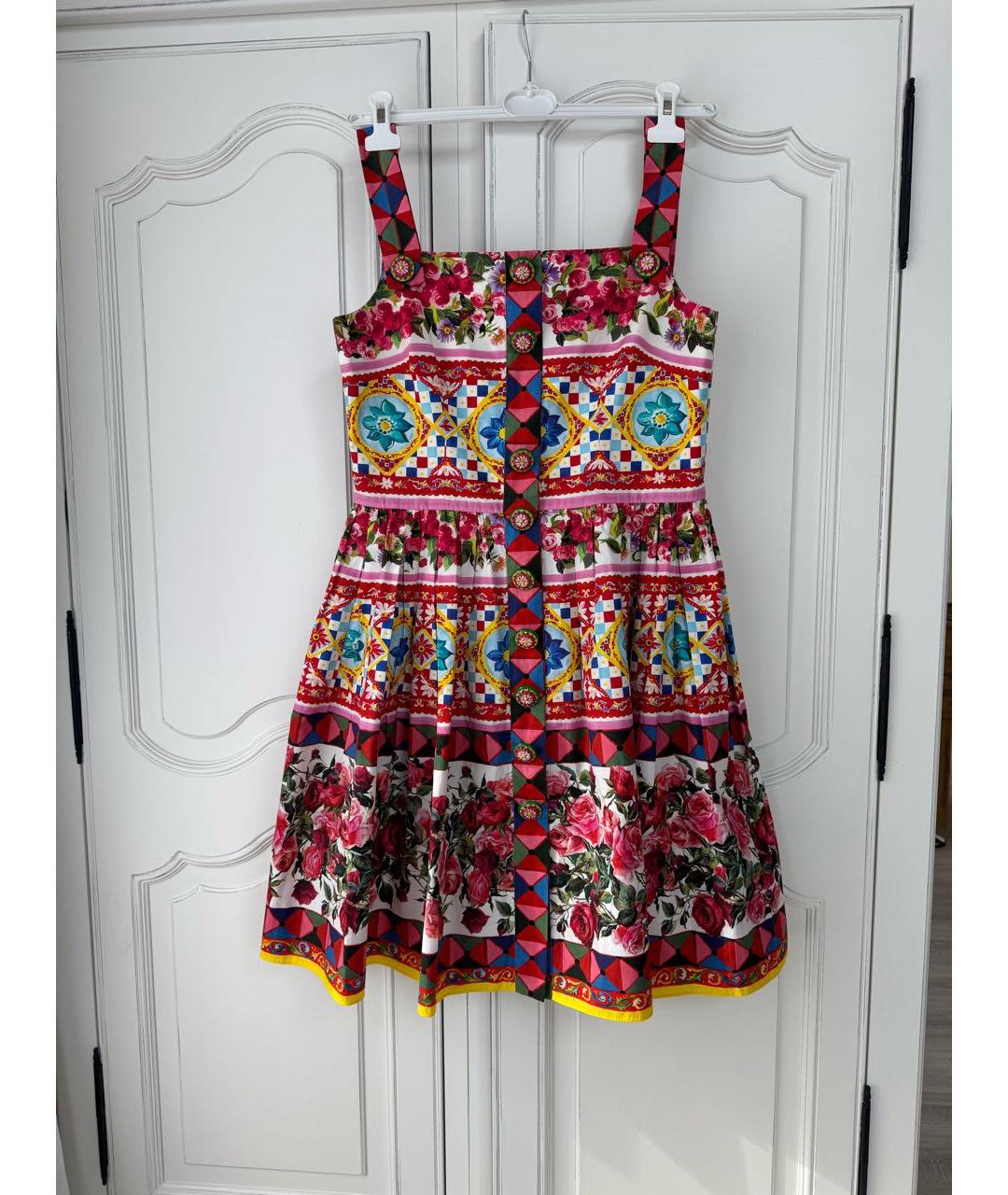 DOLCE&GABBANA Мульти хлопковое коктейльное платье, фото 6