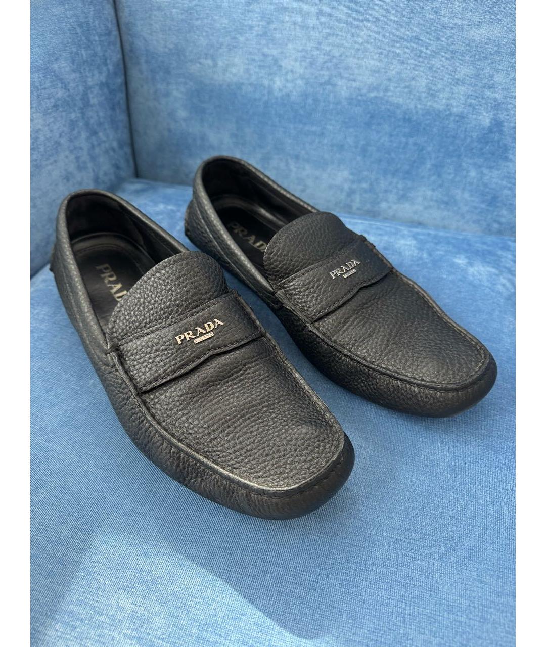 PRADA Черные кожаные мокасины, фото 5