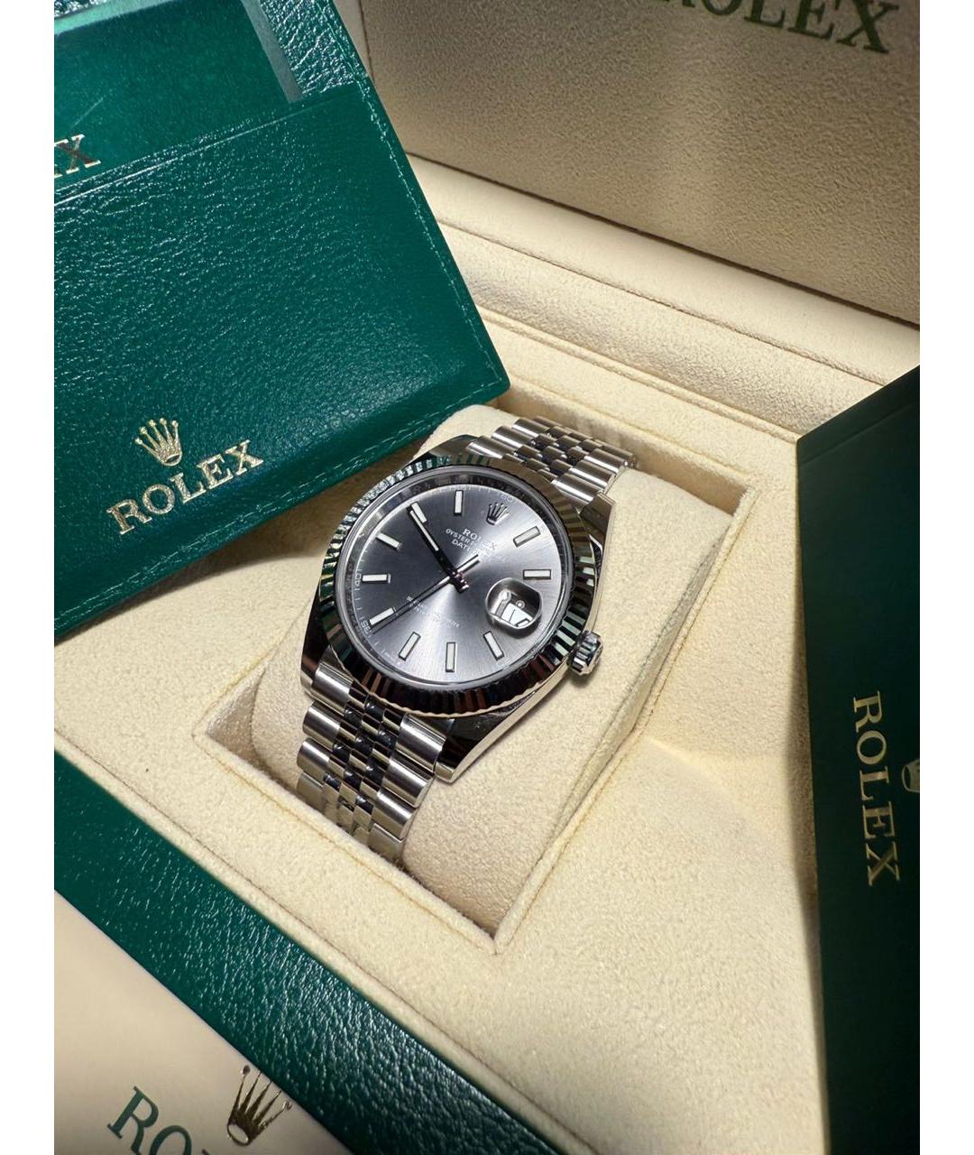 ROLEX Серебряные платиновые часы, фото 2