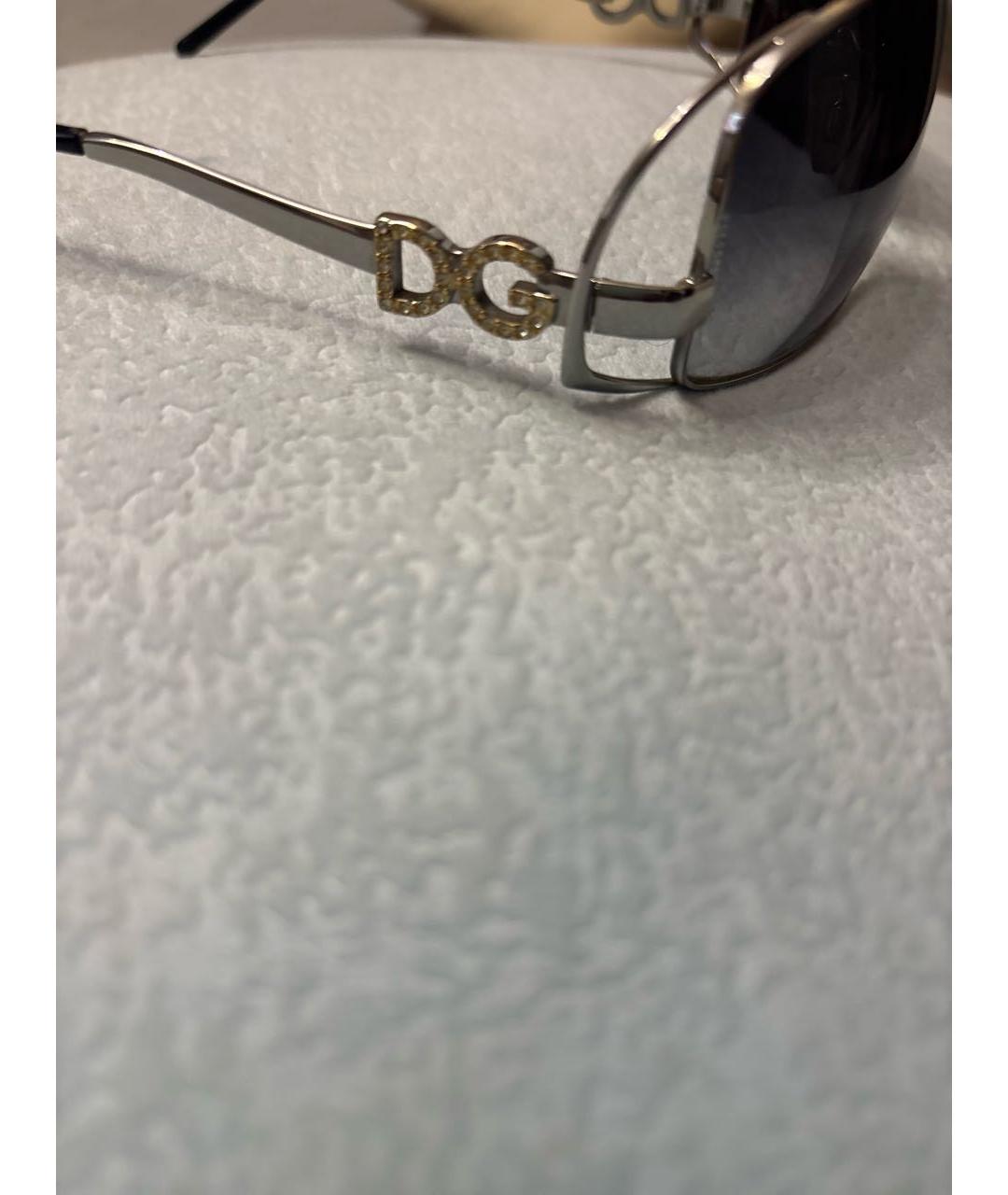 DOLCE&GABBANA Серебряные металлические солнцезащитные очки, фото 3