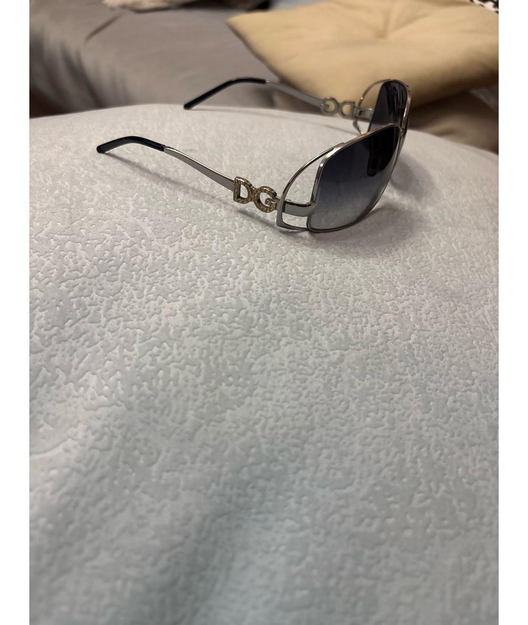 DOLCE&GABBANA Серебряные металлические солнцезащитные очки, фото 2
