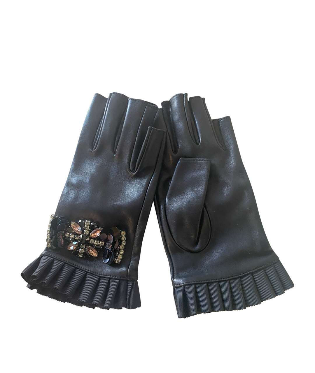 TWIN-SET Черные кожаные перчатки, фото 1