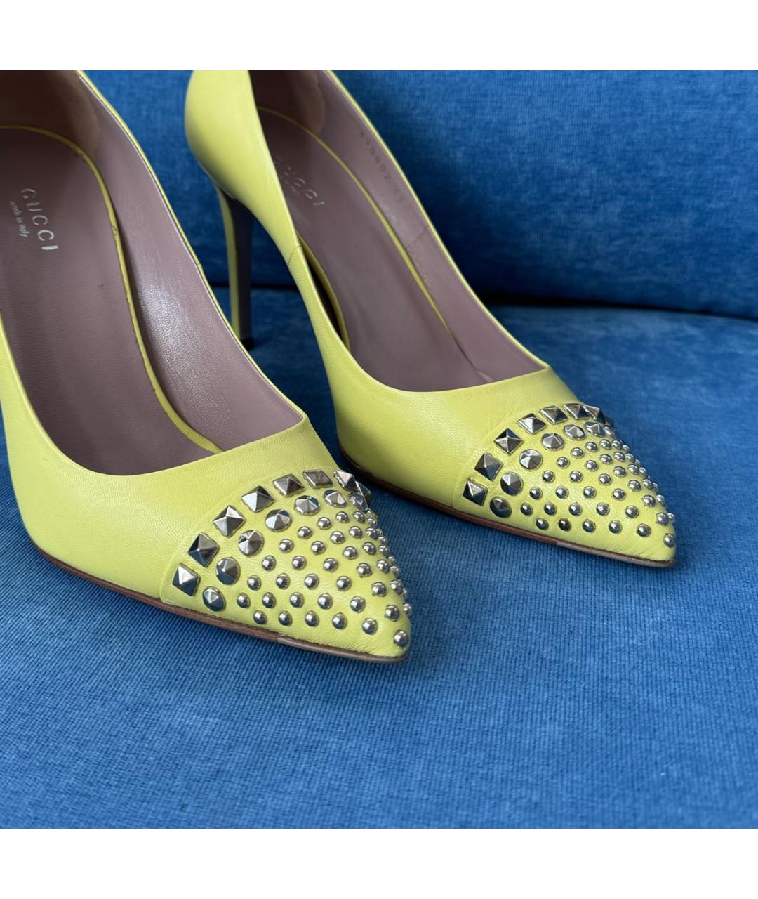 GUCCI Желтые кожаные туфли, фото 8