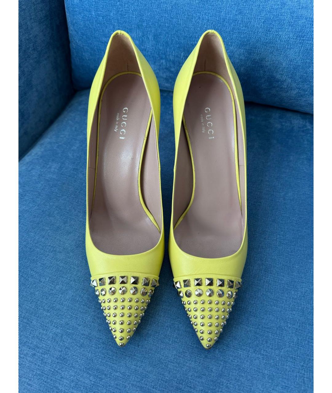 GUCCI Желтые кожаные туфли, фото 2