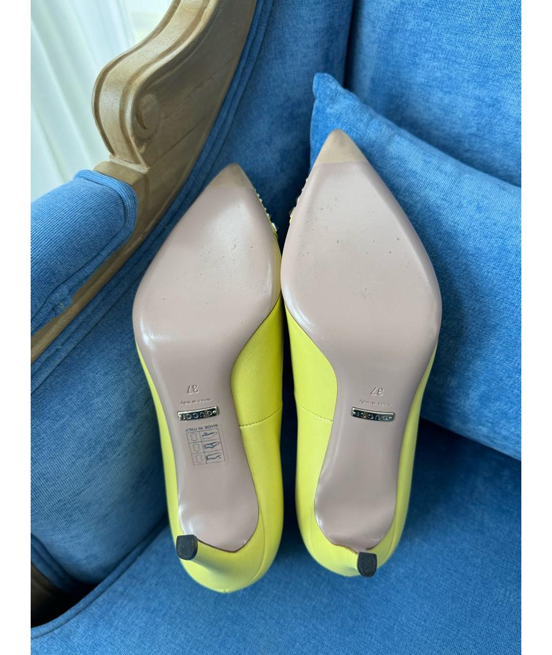GUCCI Желтые кожаные туфли, фото 5