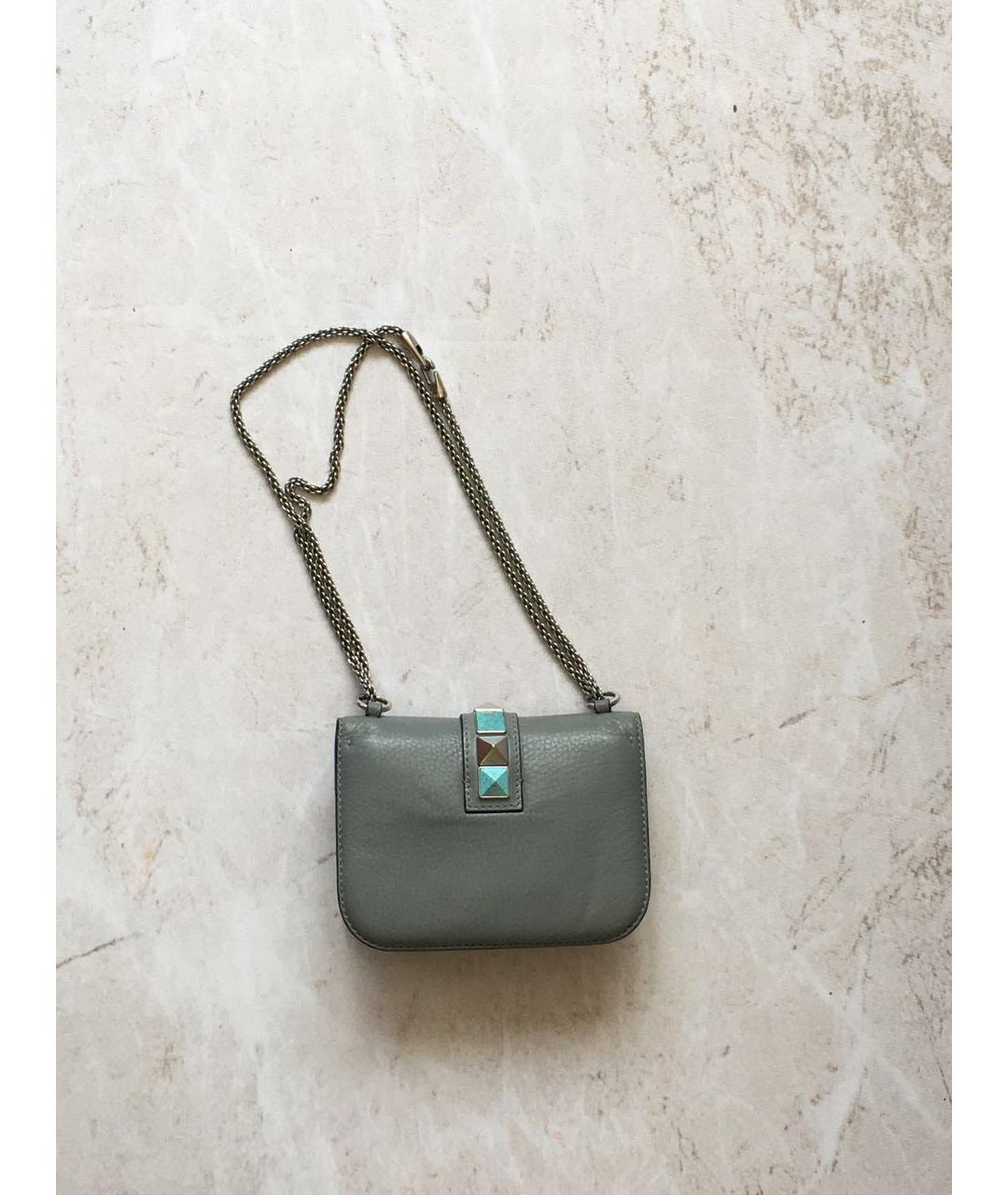 VALENTINO Бирюзовая кожаная сумка через плечо, фото 3