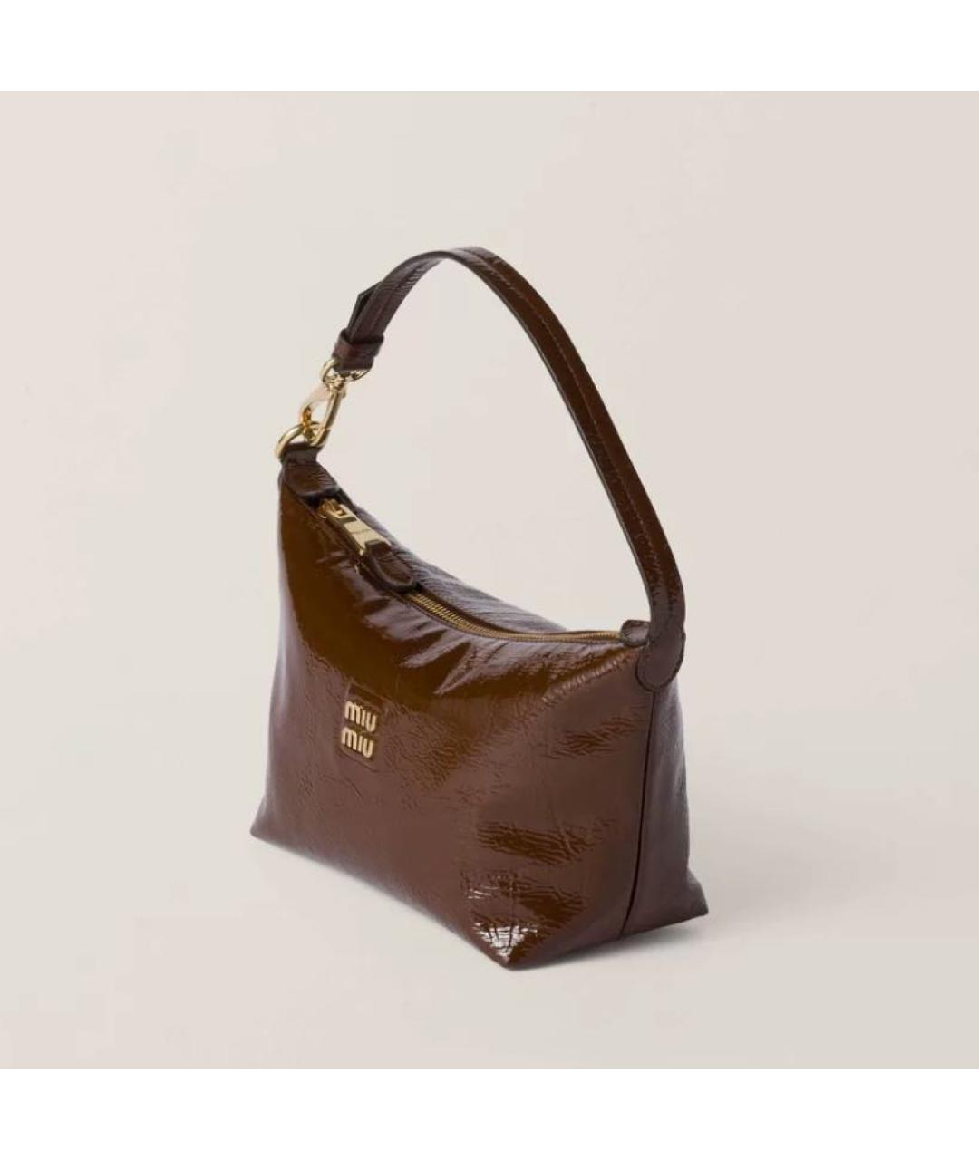 MIU MIU Коричневая кожаная сумка с короткими ручками, фото 2