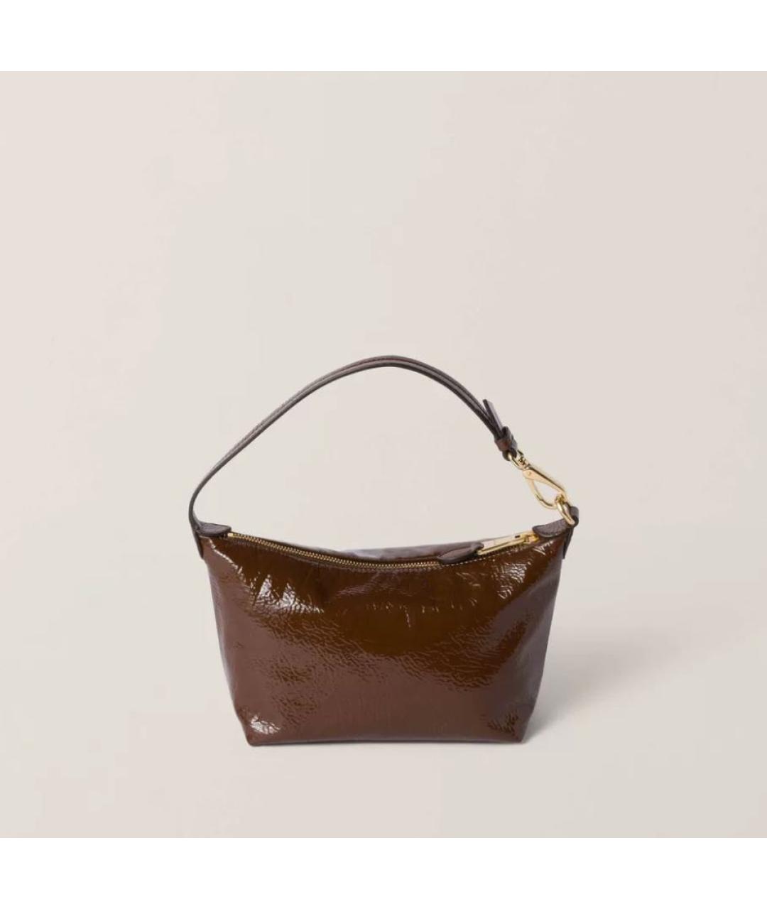 MIU MIU Коричневая кожаная сумка с короткими ручками, фото 3
