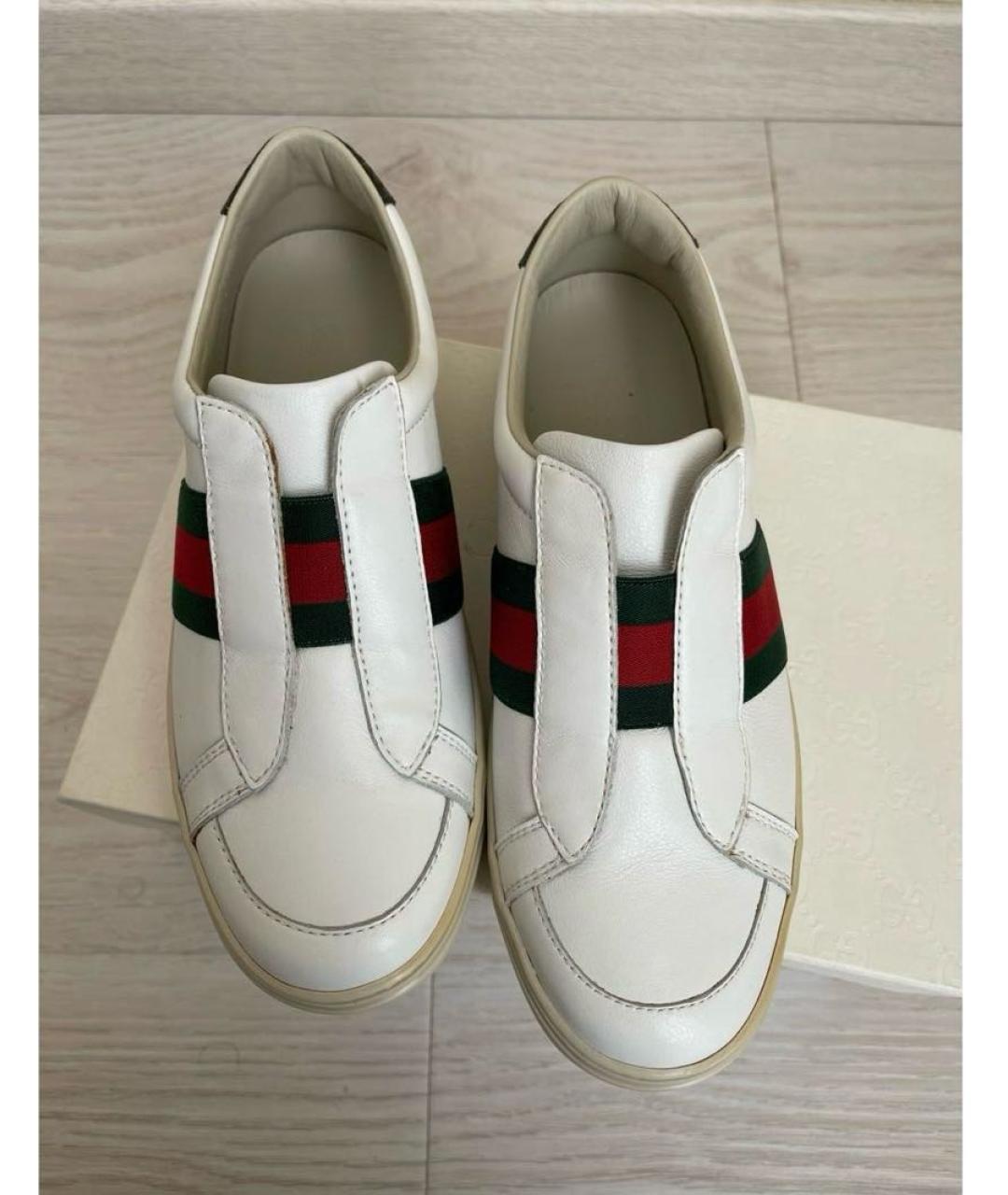 GUCCI Белые кожаные кеды, фото 3