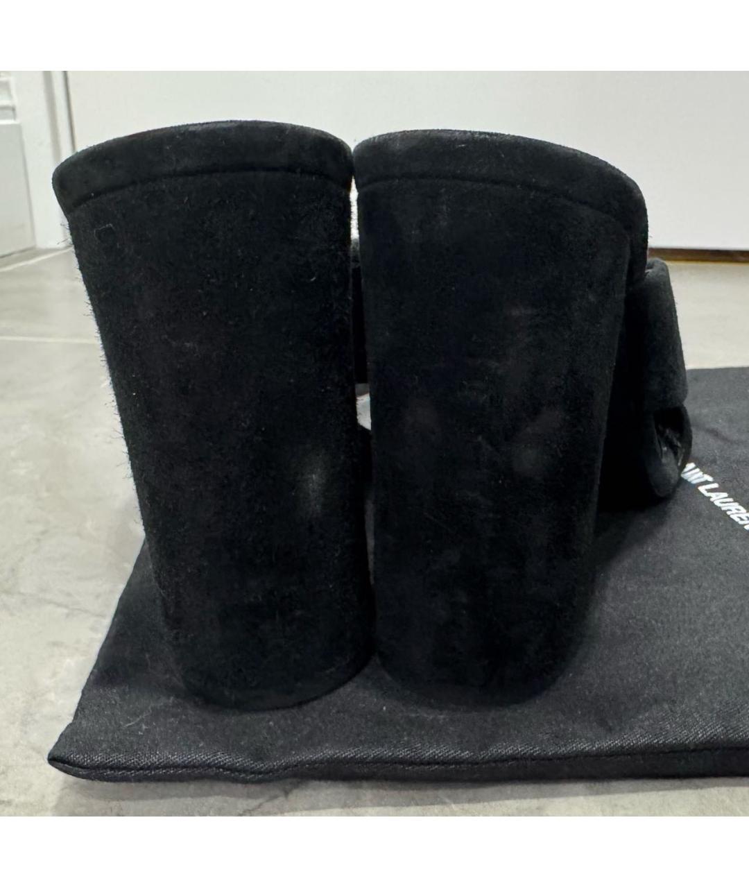 SAINT LAURENT Черные замшевые сабо, фото 4