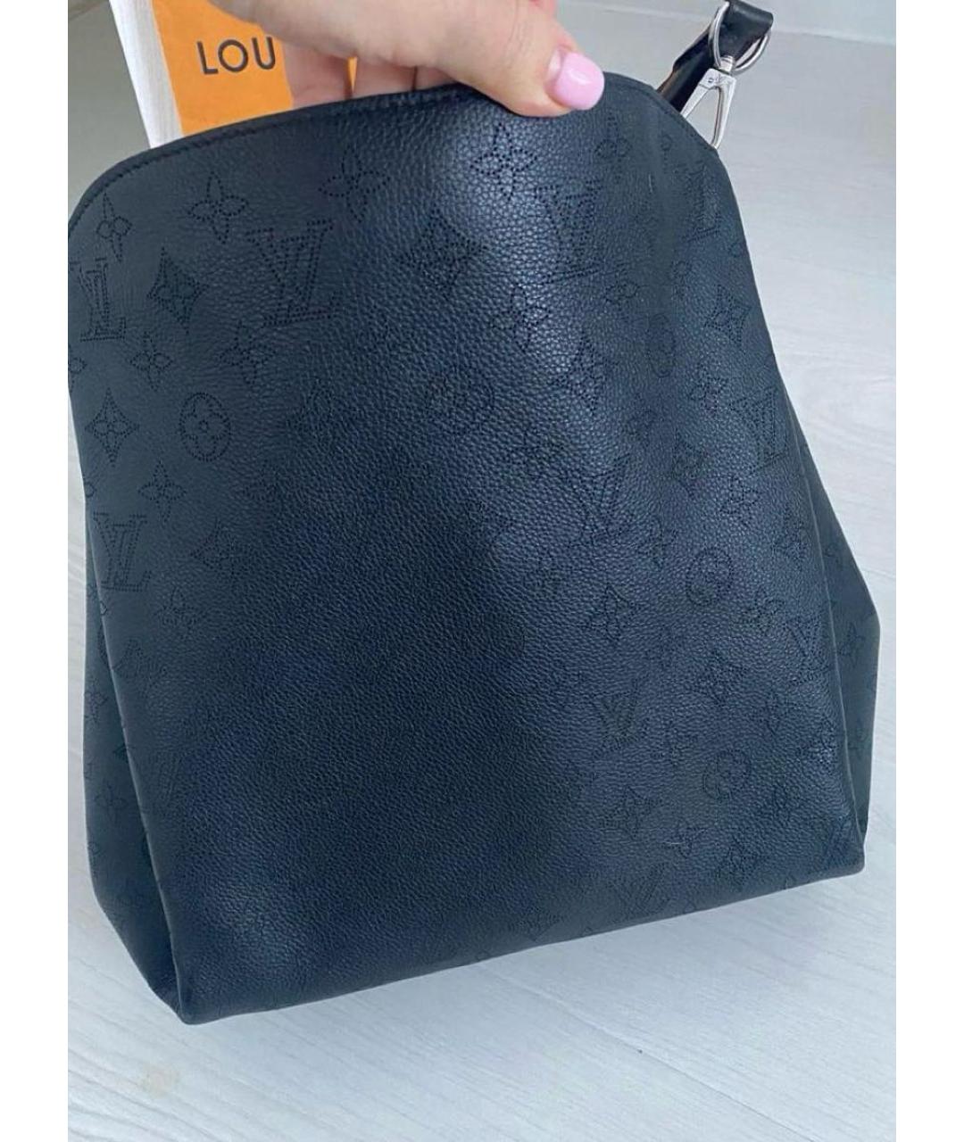 LOUIS VUITTON Черная кожаная сумка тоут, фото 7