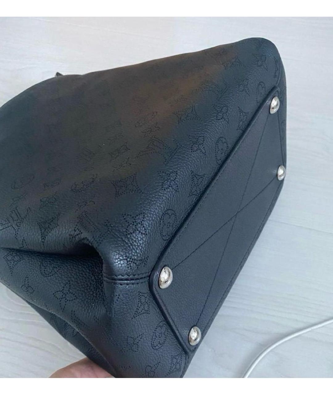 LOUIS VUITTON Черная кожаная сумка тоут, фото 4