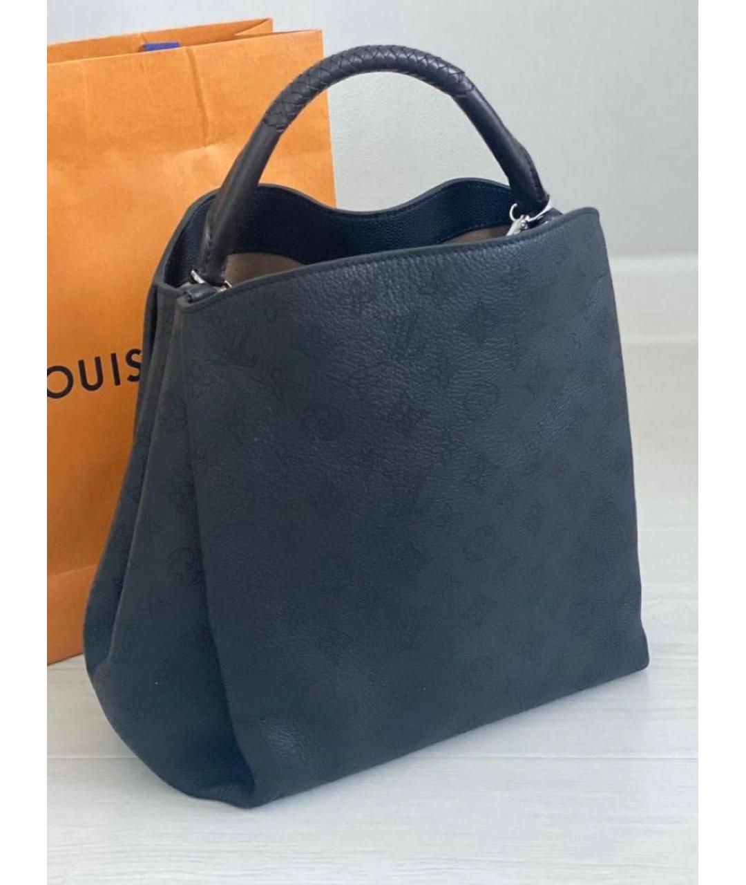 LOUIS VUITTON Черная кожаная сумка тоут, фото 8