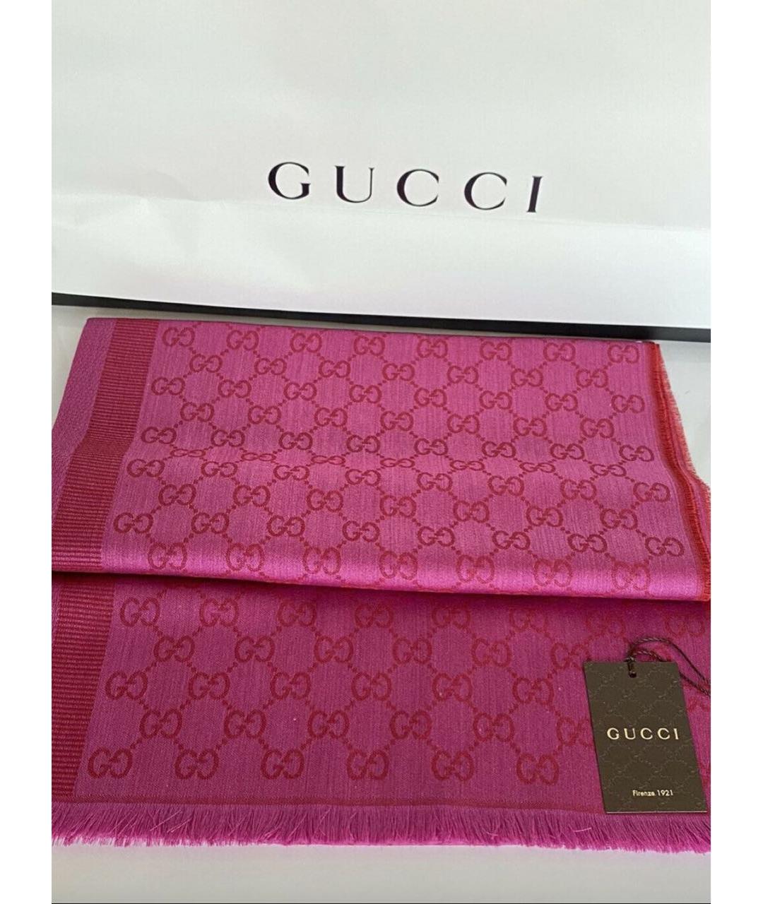 GUCCI Фуксия шерстяной шарф, фото 3