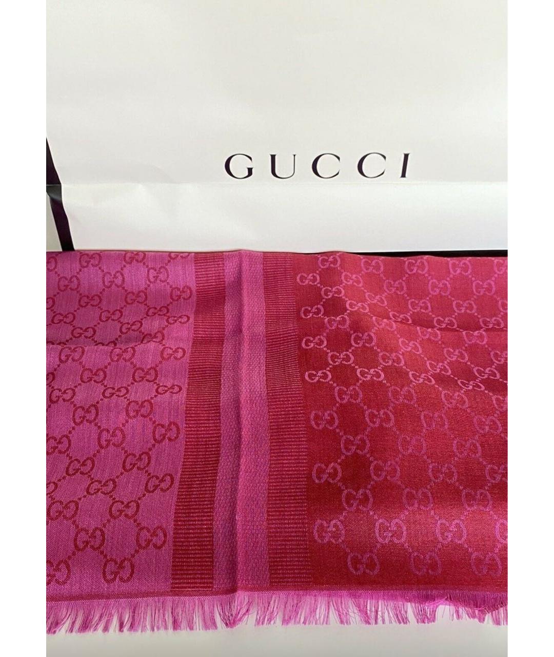GUCCI Фуксия шерстяной шарф, фото 2