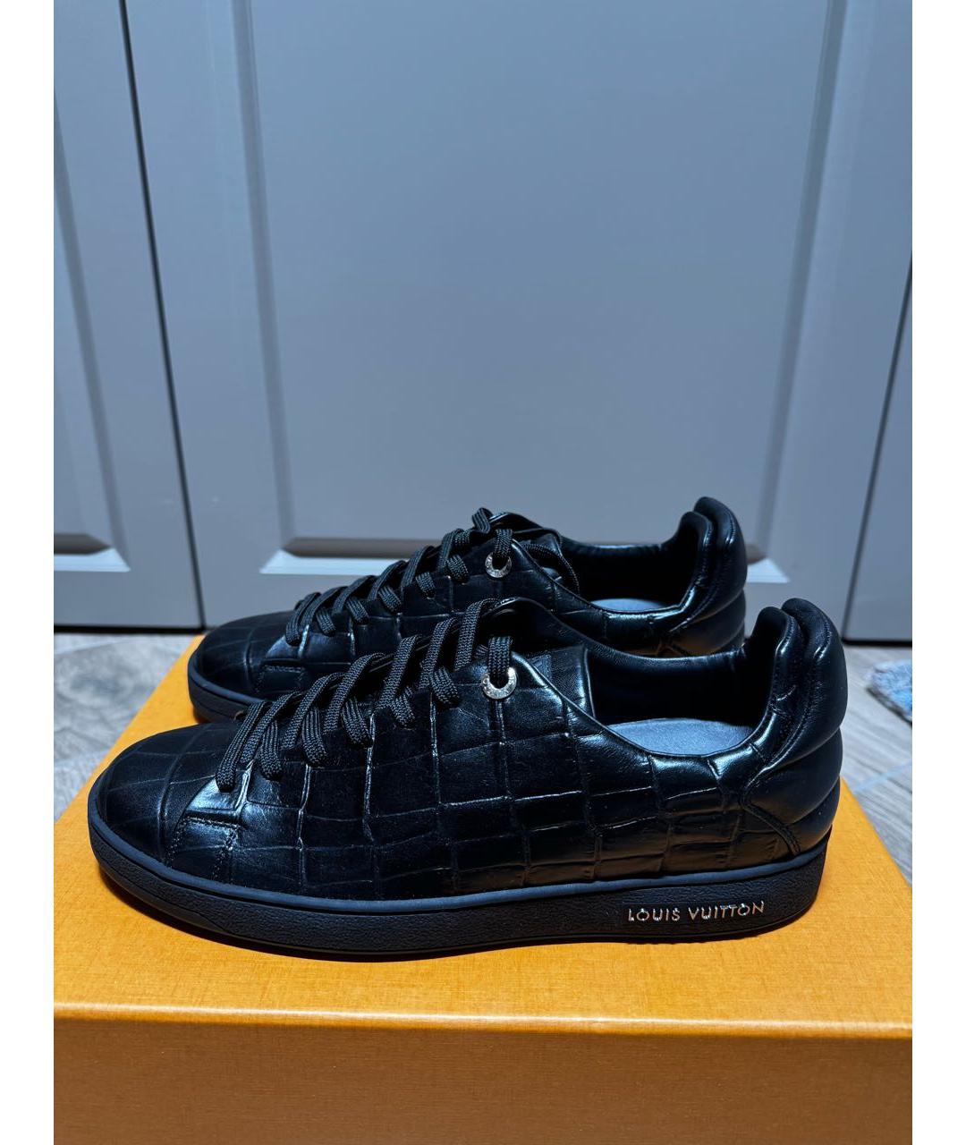 LOUIS VUITTON Черные кожаные низкие кроссовки / кеды, фото 8