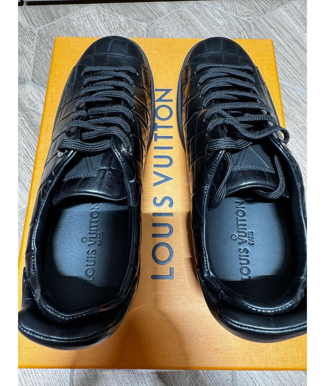 LOUIS VUITTON Черные кожаные низкие кроссовки / кеды, фото 3