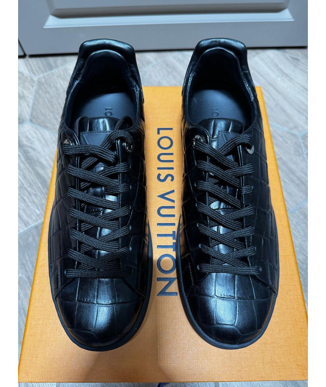 LOUIS VUITTON Черные кожаные низкие кроссовки / кеды, фото 2