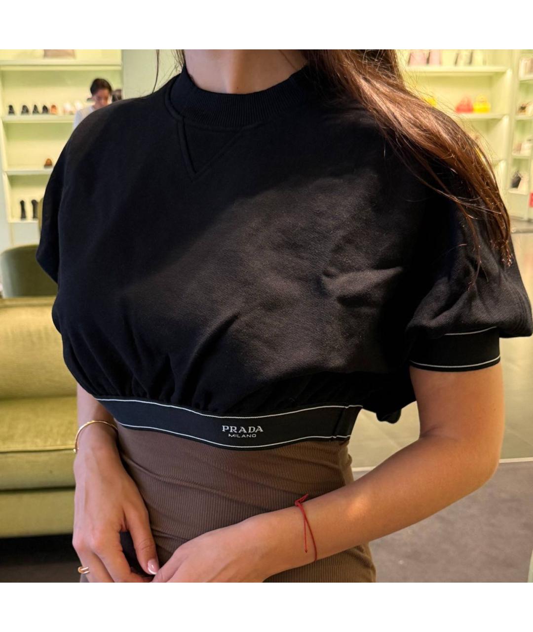 PRADA Черная хлопковая футболка, фото 2