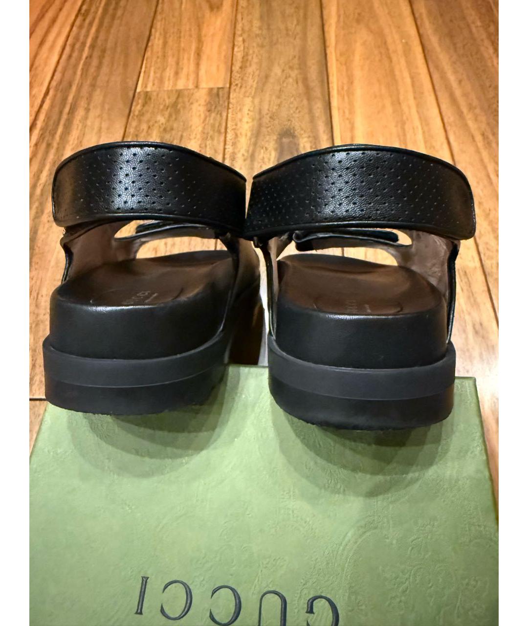 GUCCI Черные кожаные сандалии, фото 6