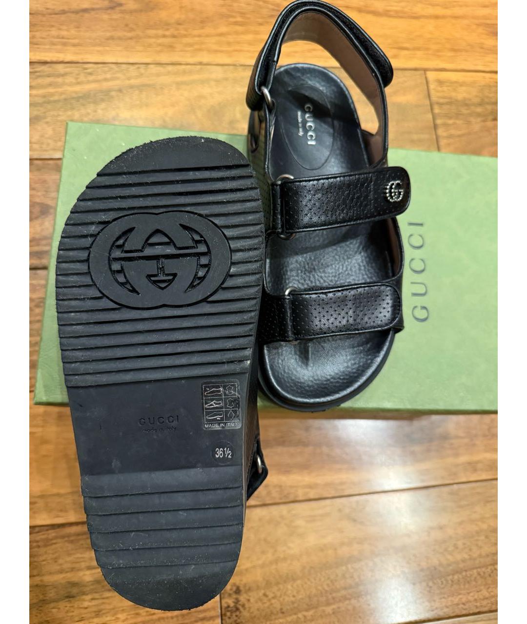 GUCCI Черные кожаные сандалии, фото 8