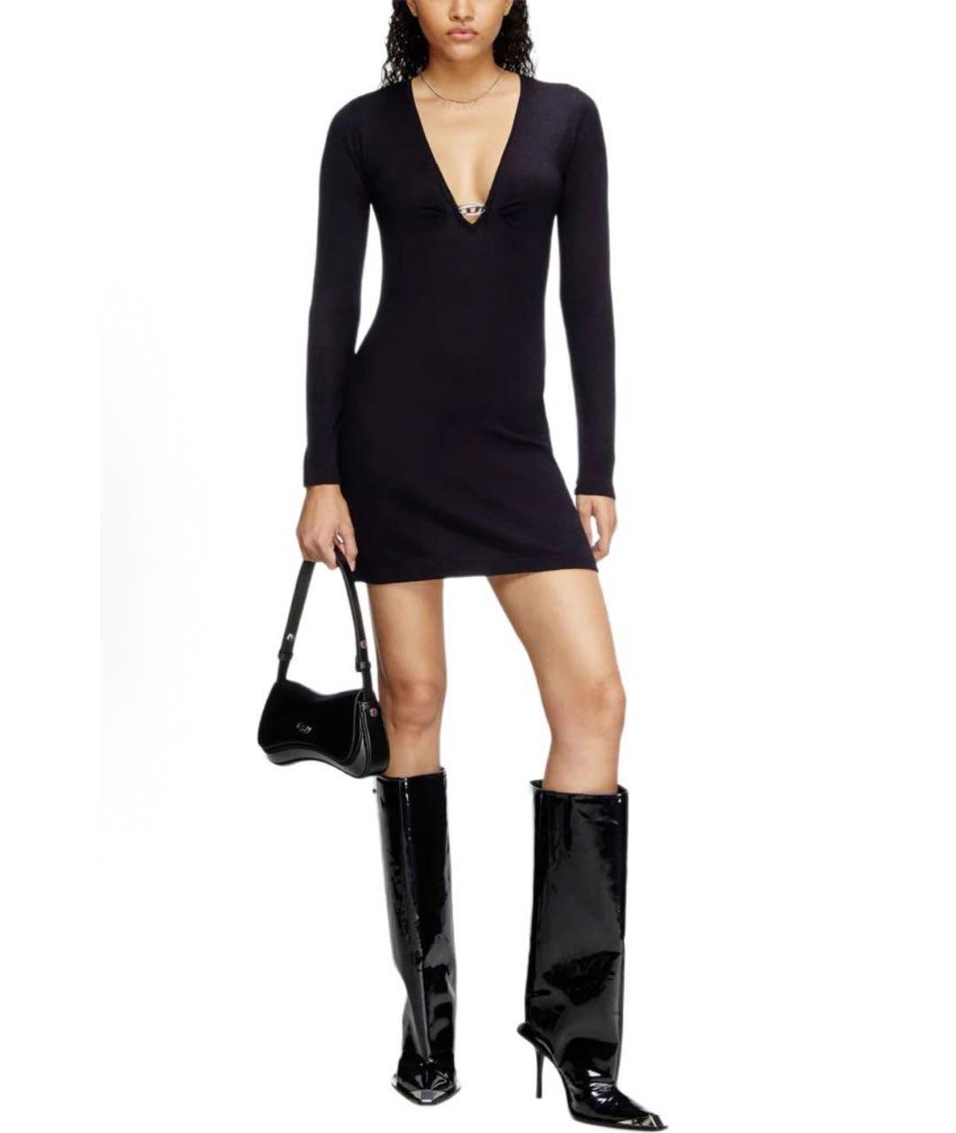 DIESEL Черное шерстяное коктейльное платье, фото 2