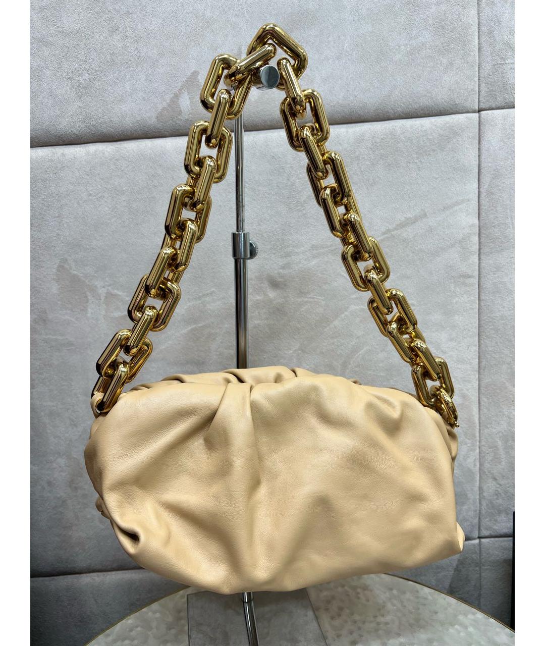 BOTTEGA VENETA Бежевая кожаная сумка с короткими ручками, фото 3