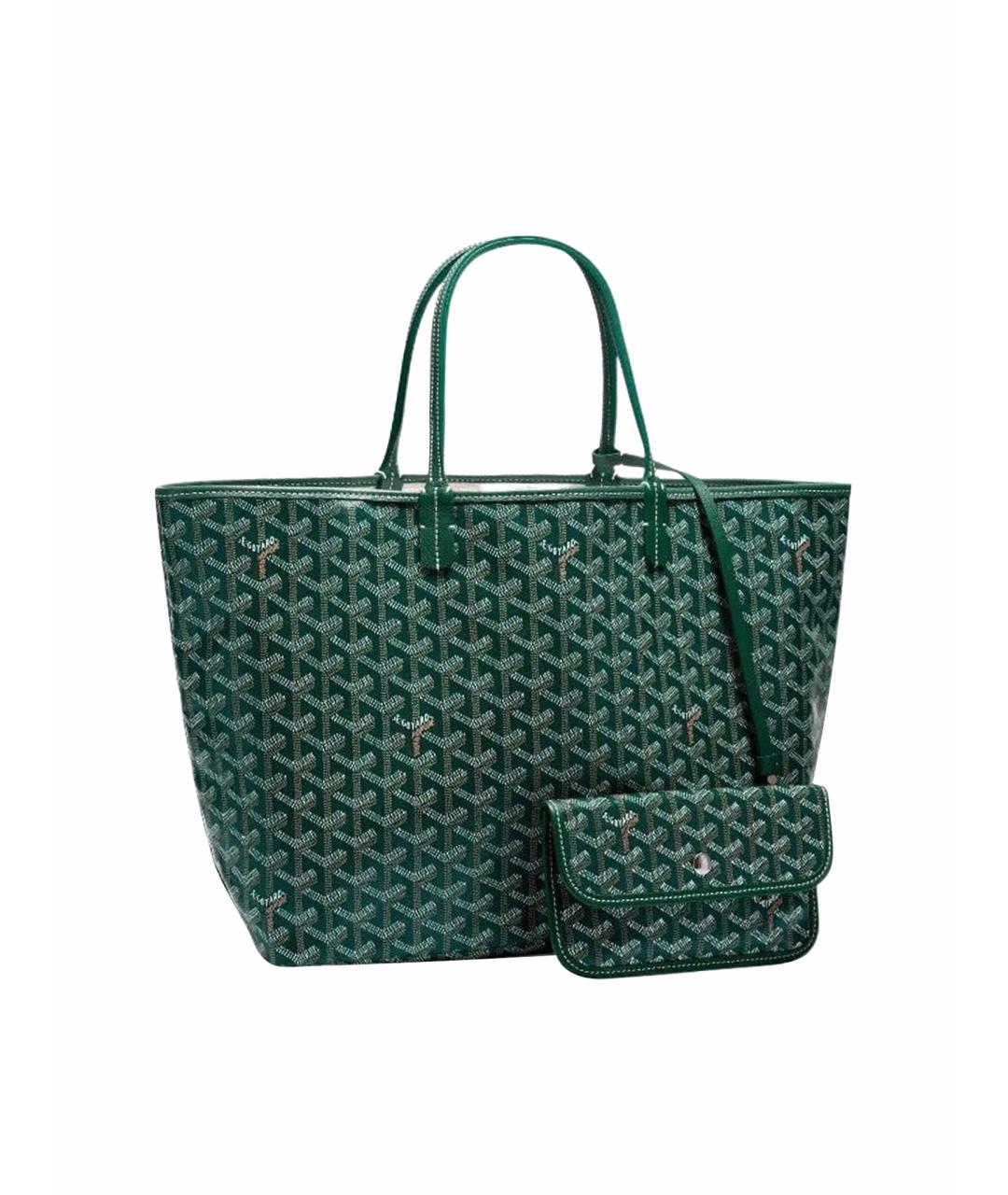 GOYARD Зеленая кожаная сумка тоут, фото 7