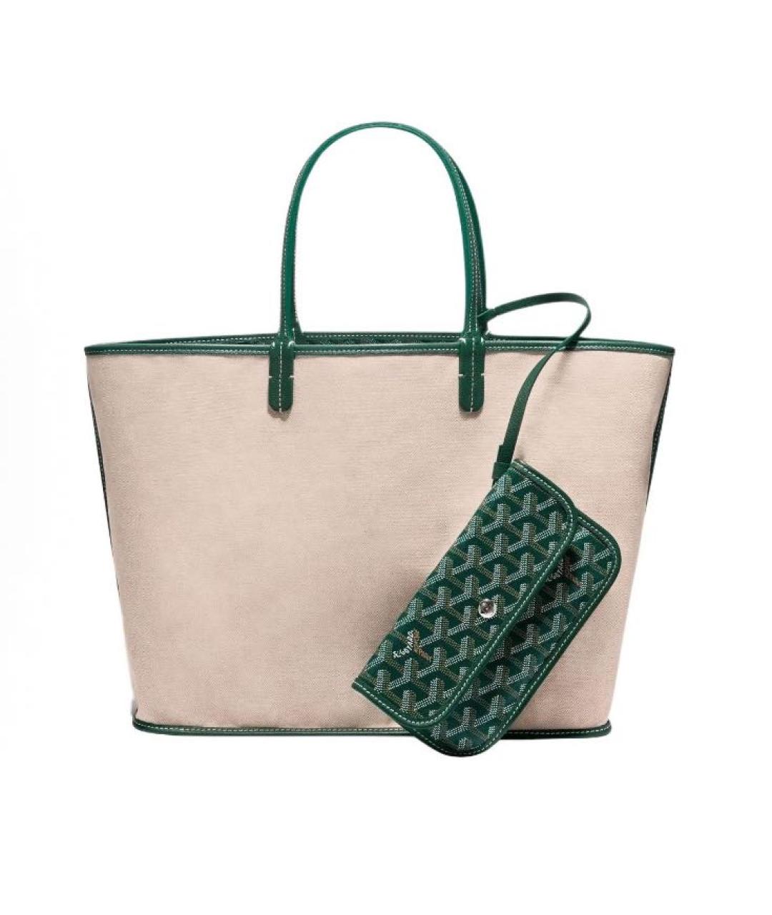 GOYARD Зеленая кожаная сумка тоут, фото 5