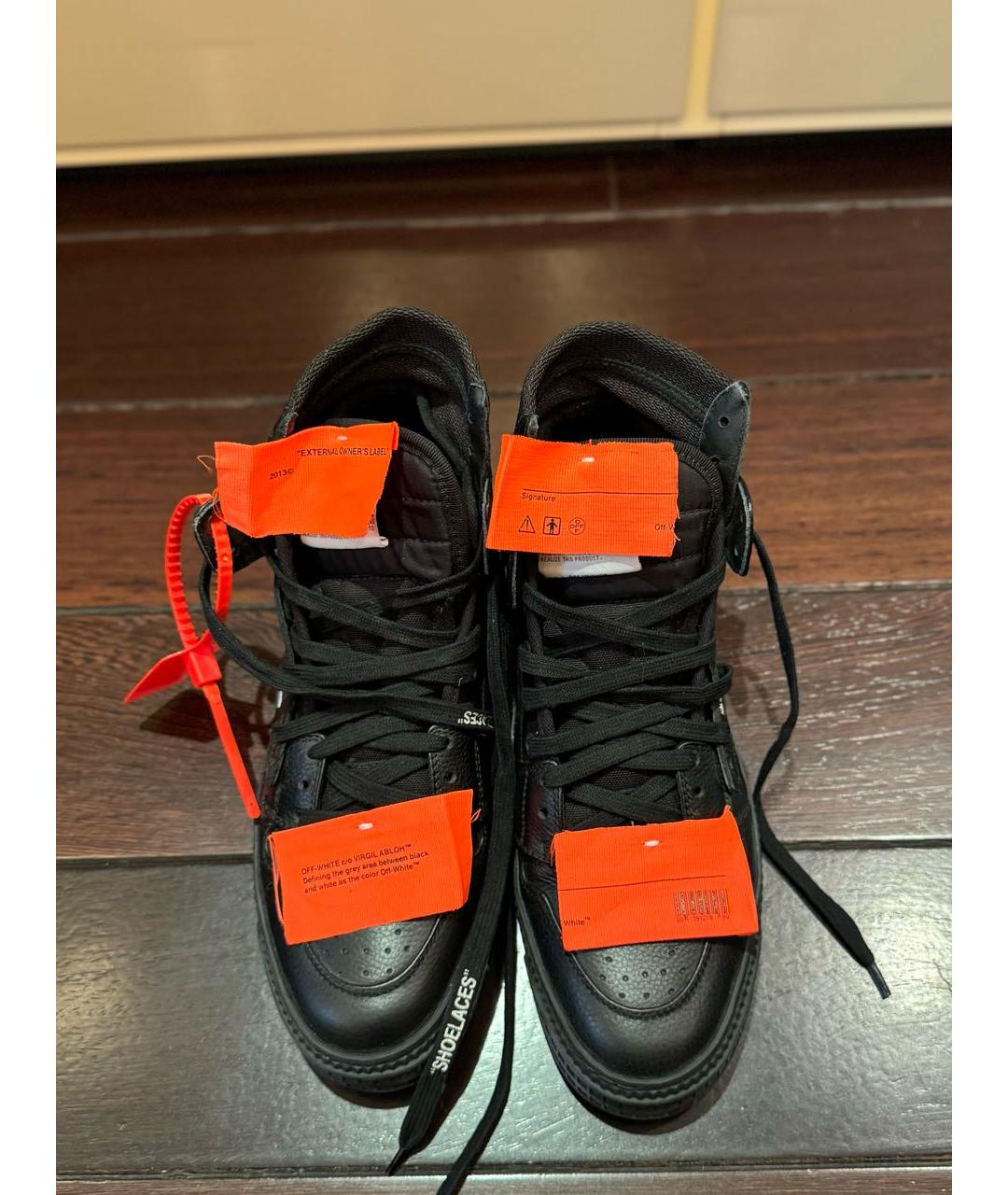 OFF-WHITE Черные кожаные кеды, фото 2