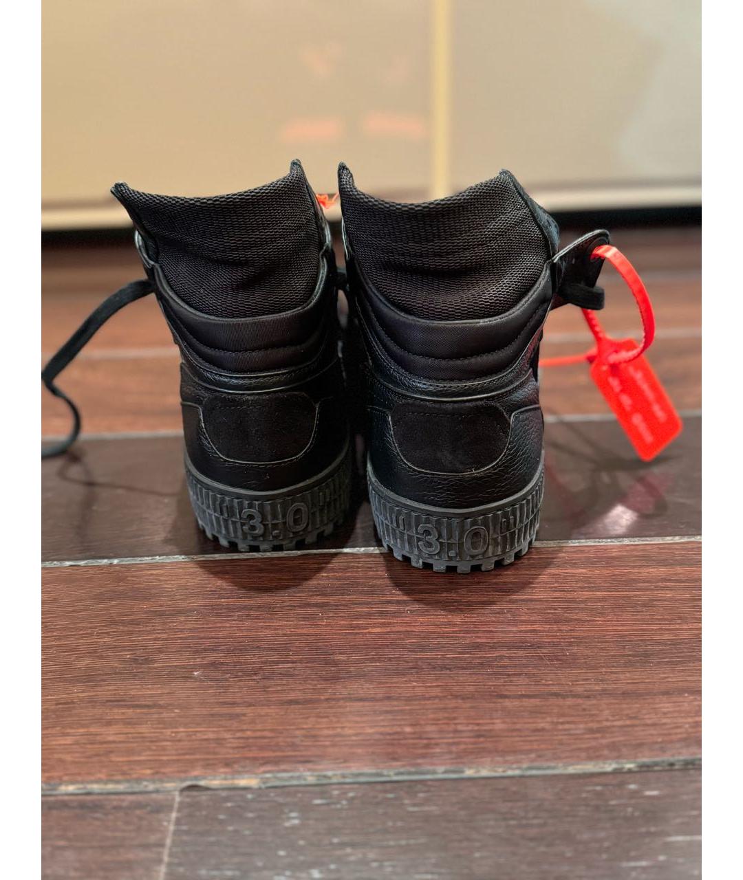 OFF-WHITE Черные кожаные кеды, фото 3