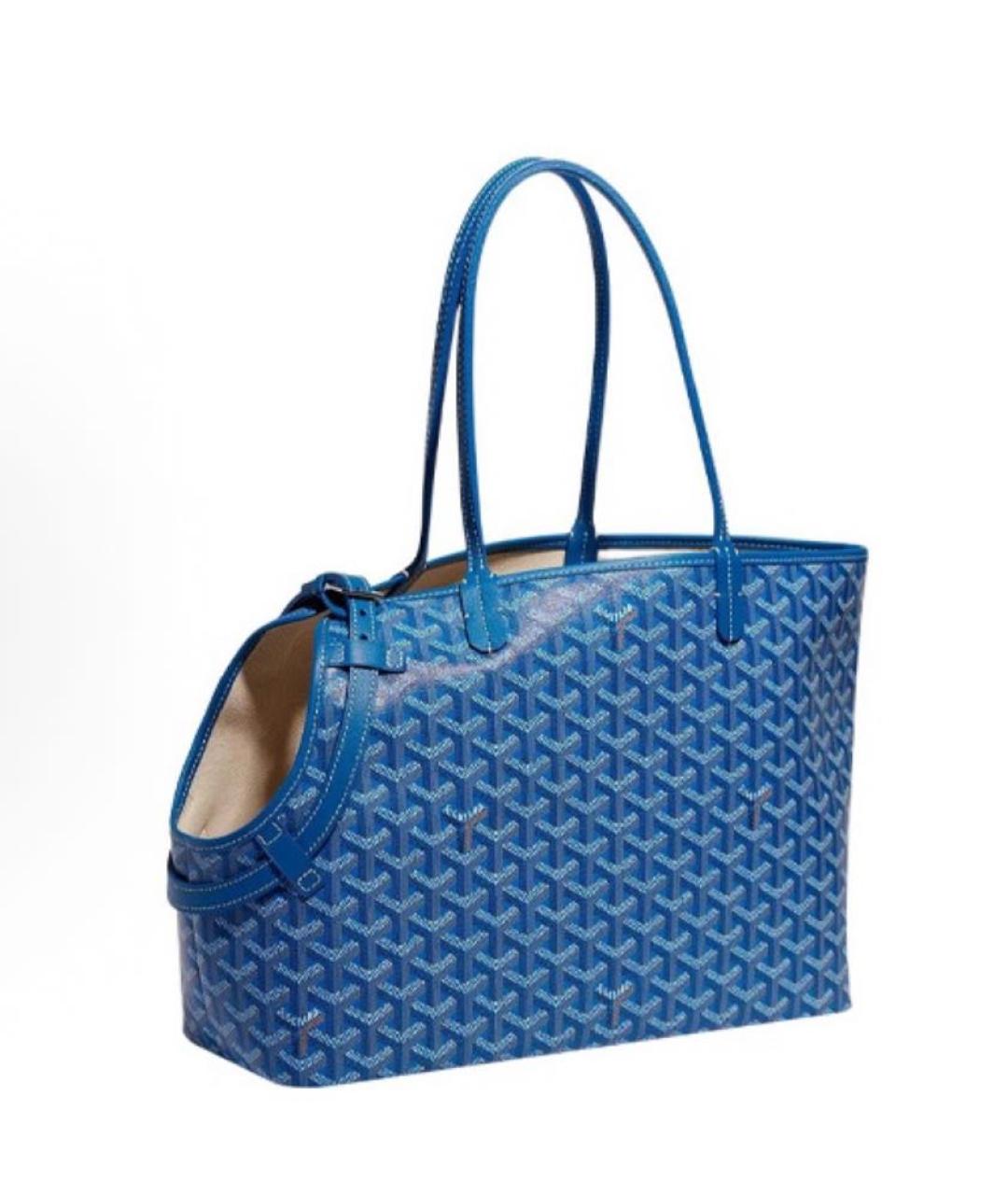 GOYARD Голубая кожаная сумка тоут, фото 5