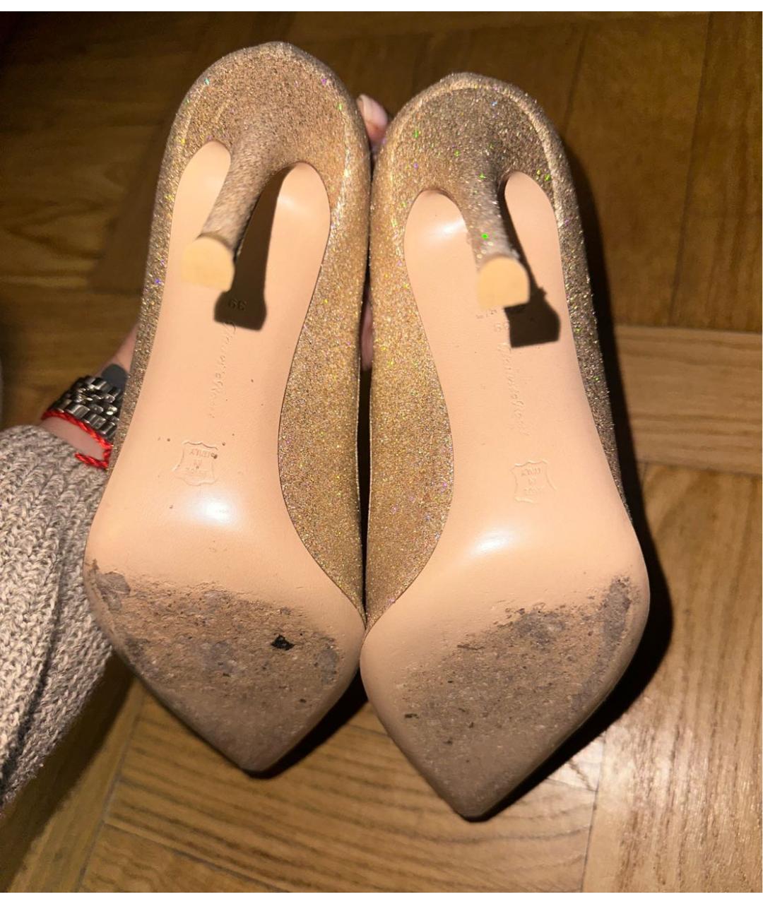 GIANVITO ROSSI Золотые кожаные туфли, фото 5